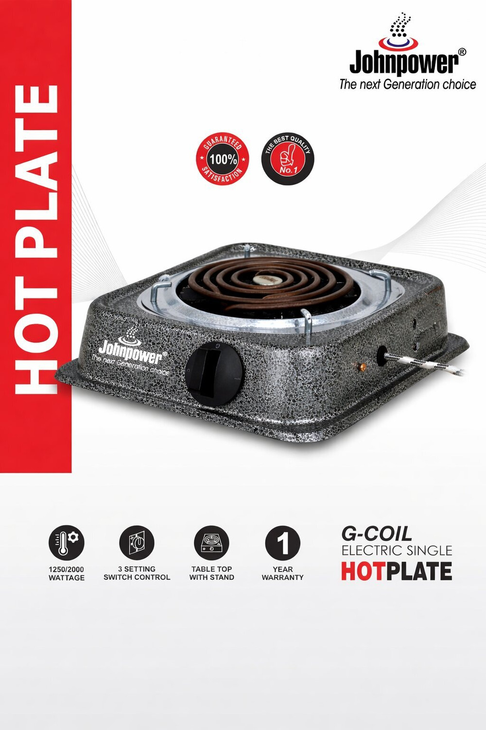 Image of BESTHOT 2000 W Infrared Cooktop Push Button (Silver, 2000W Electric Coil.)