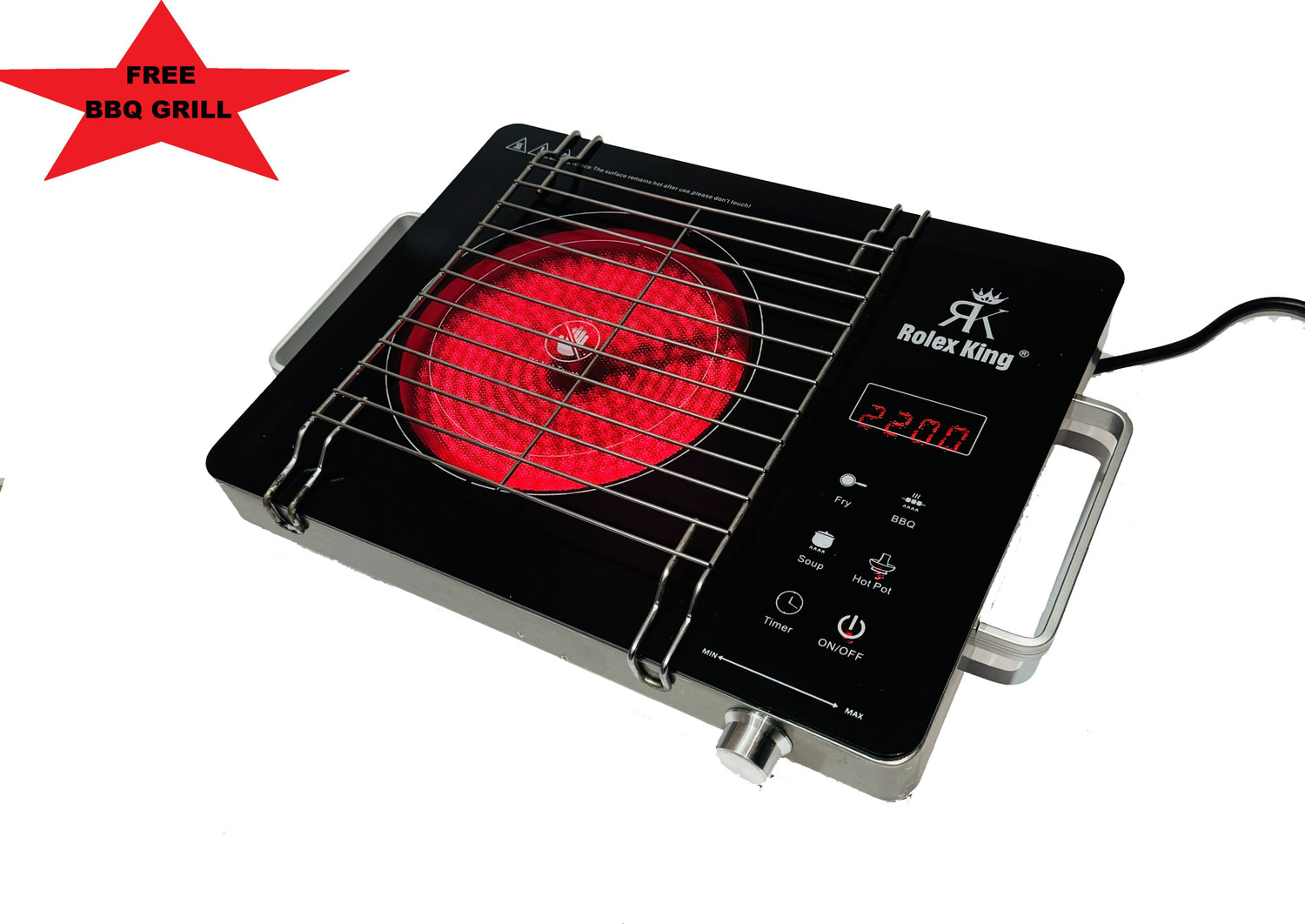 Image of Radhe 2200 W Induction Cooktop Touch Panel (Multicolor, FREE BBQ GRILL 2200WATT Touch Panel Infrared Induction (use with All Utensils))