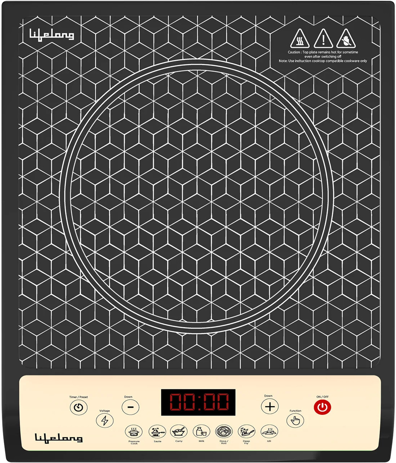 Image of Lifelong 1800 W Induction Cooktop Touch Panel (Black, White, LLIC102)