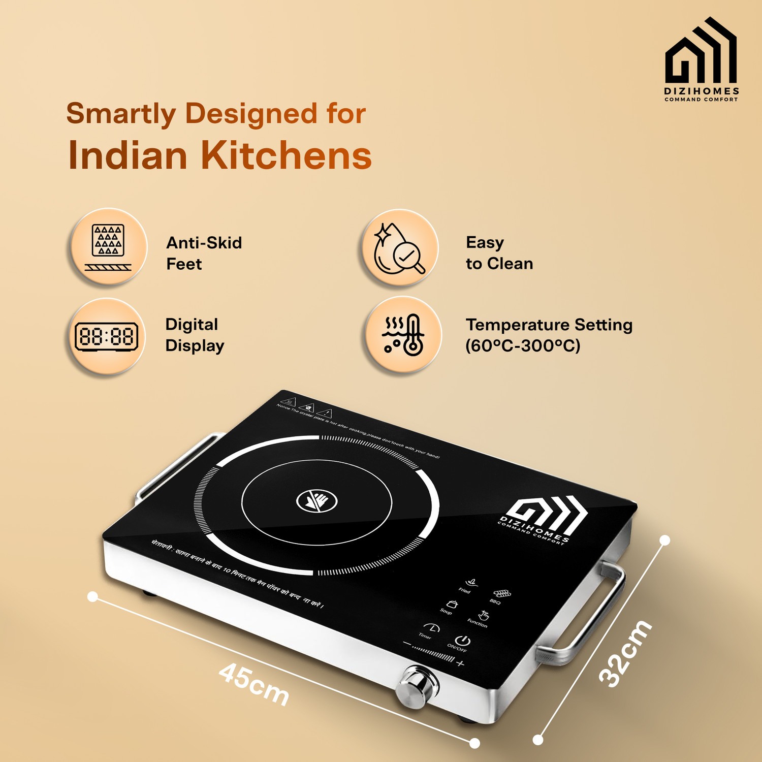 Image of Dizihomes 2200 W Radiant Cooktop Touch Panel (Black, 5F-E919-9RVD (2200W))
