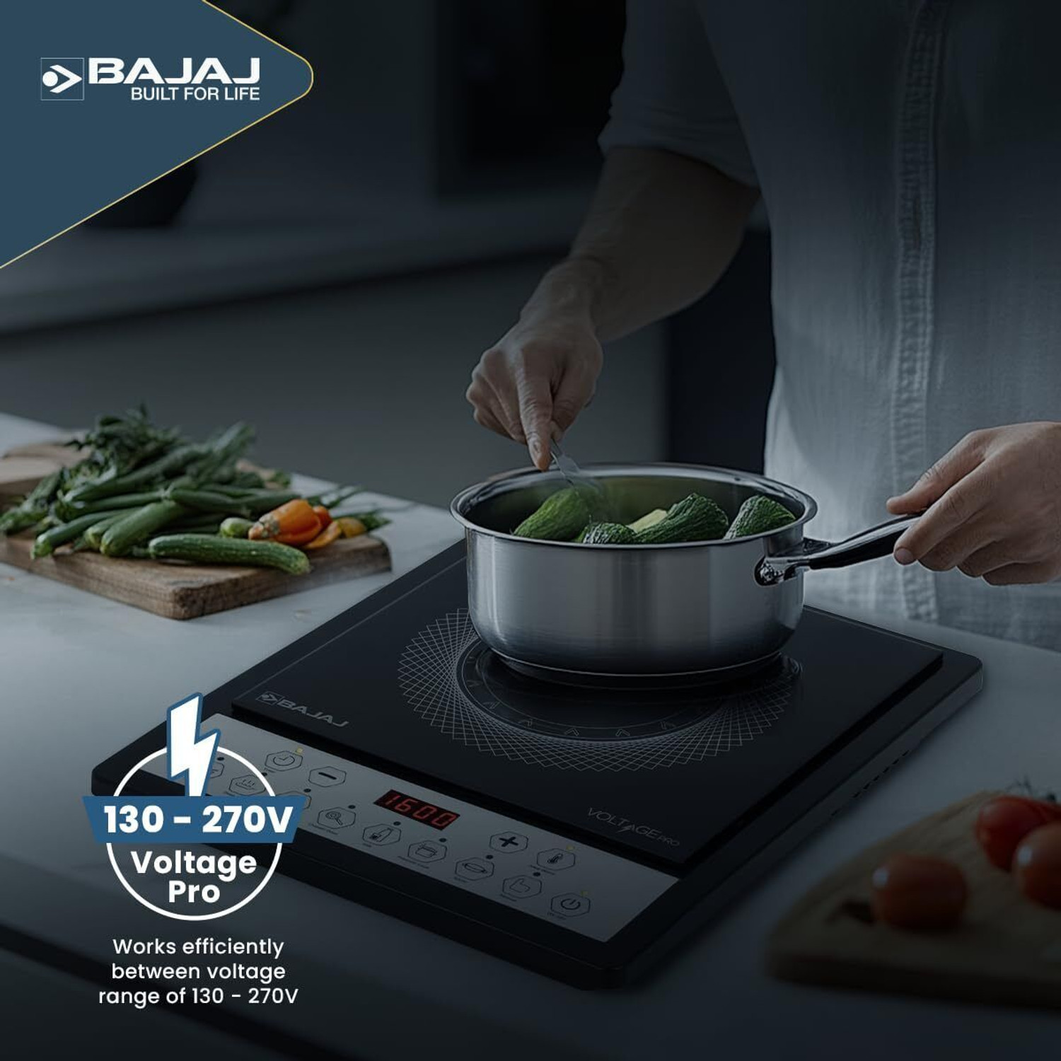 Image of BAJAJ 1600 W Induction Cooktop Push Button (Black, ICX 160TS NEO)