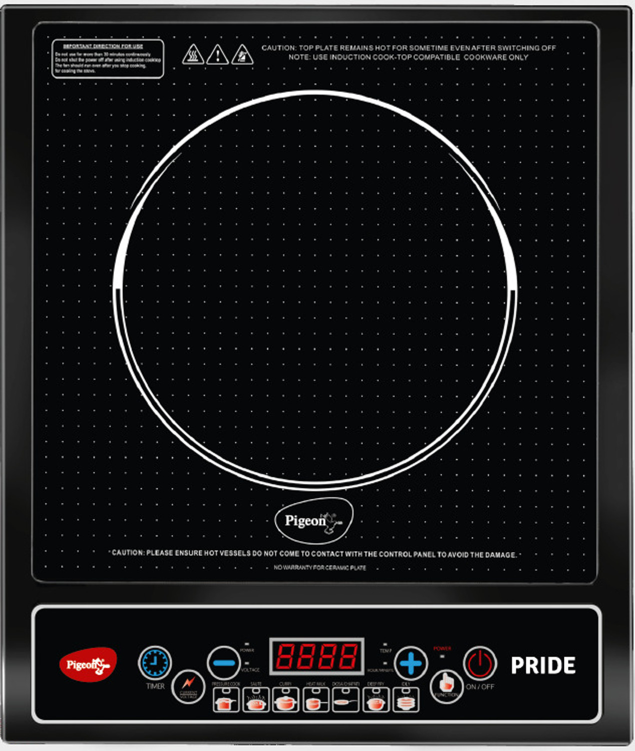 Image of TRENDING TREASURES 1000 W Induction Cooktop Push Button (Black, Hookah Coal Burner /Stove 1000 Watt ICT 079)