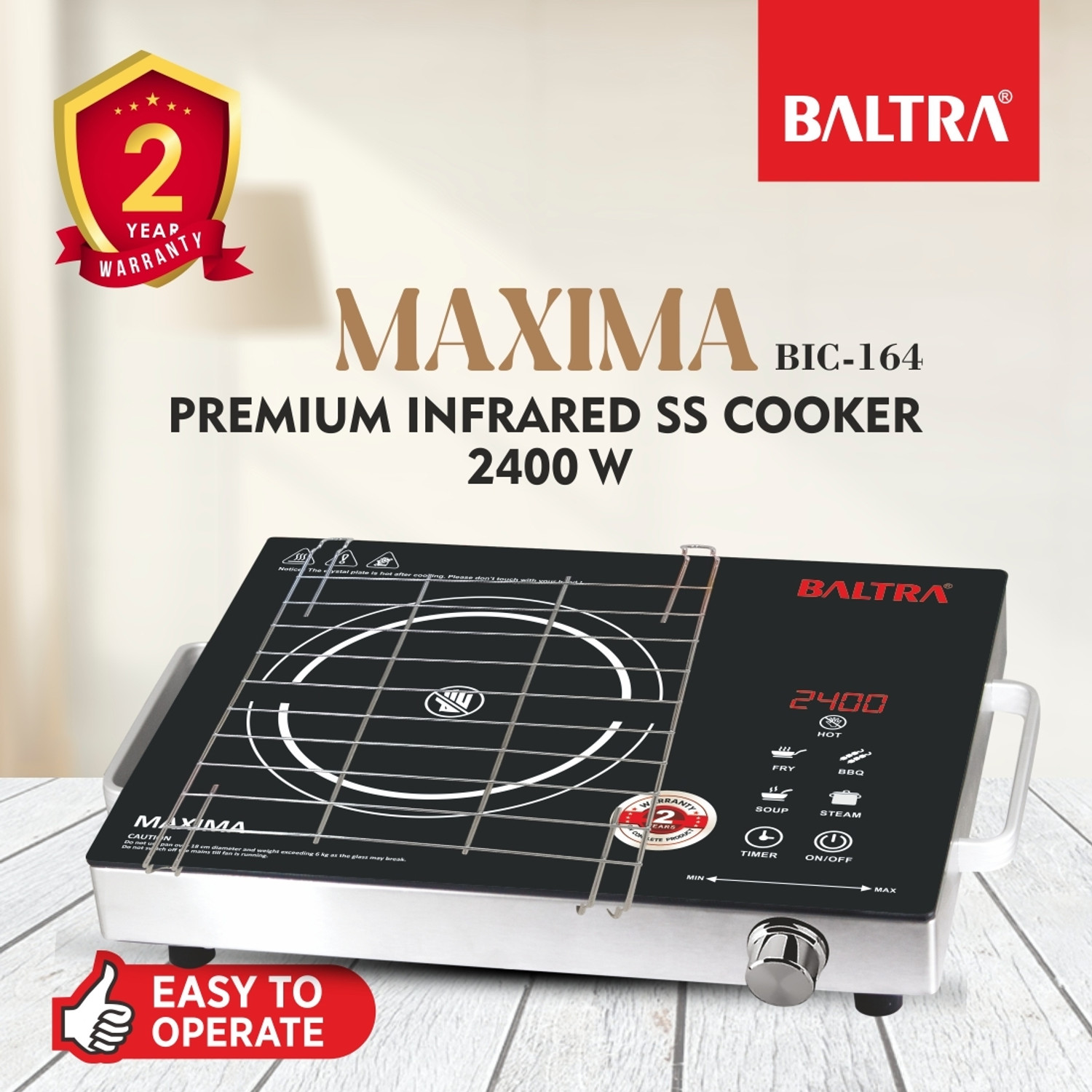 Image of Firstchoice 2200 W Infrared Cooktop Touch Panel (Black, FC 501)