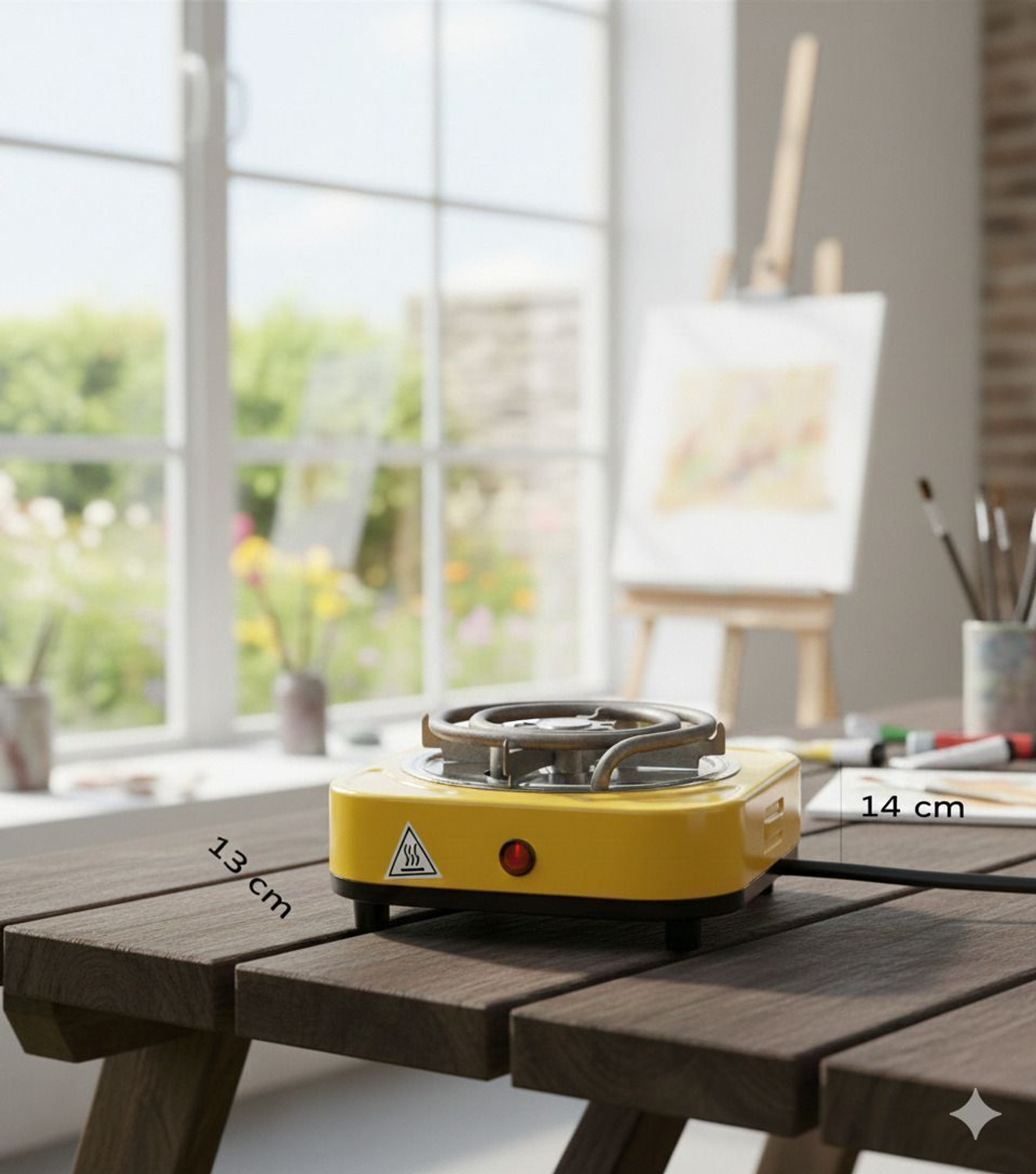 Image of TRENDING TREASURES 500 W Radiant Cooktop Jog Dial (Yellow, Yellow 500W Instant Coal Heater Hookah Charcoal Burner BBQ Coal Starter)