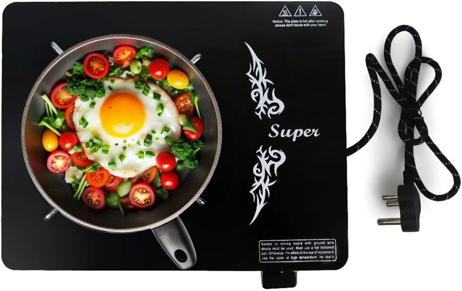 Image of BESTHOT 2000 W Infrared Cooktop Push Button (Black, Cooking Induction 1223)