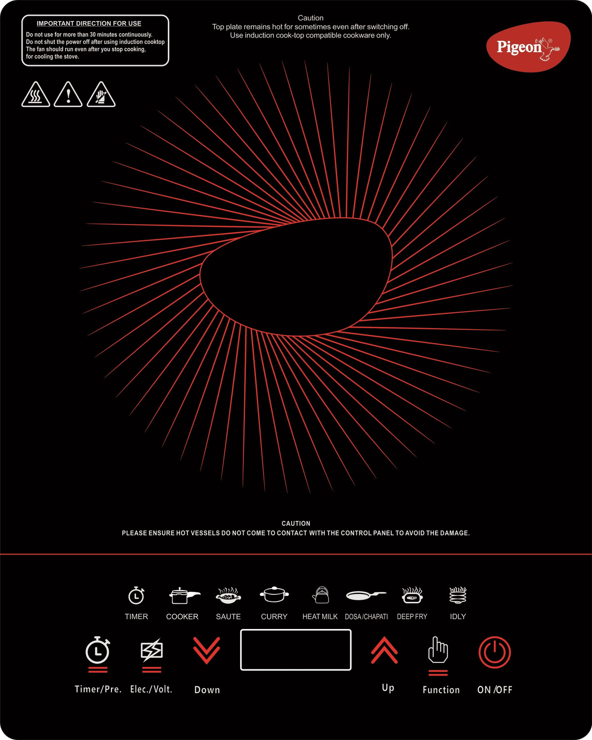 Pigeon 1800W Induction Cooktop Black - Image 1