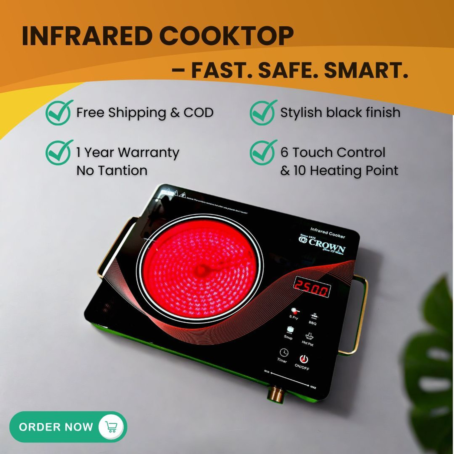 Image of Jajpura Ji 2400 W Infrared Cooktop Touch Panel (Black, White, Red, 01)