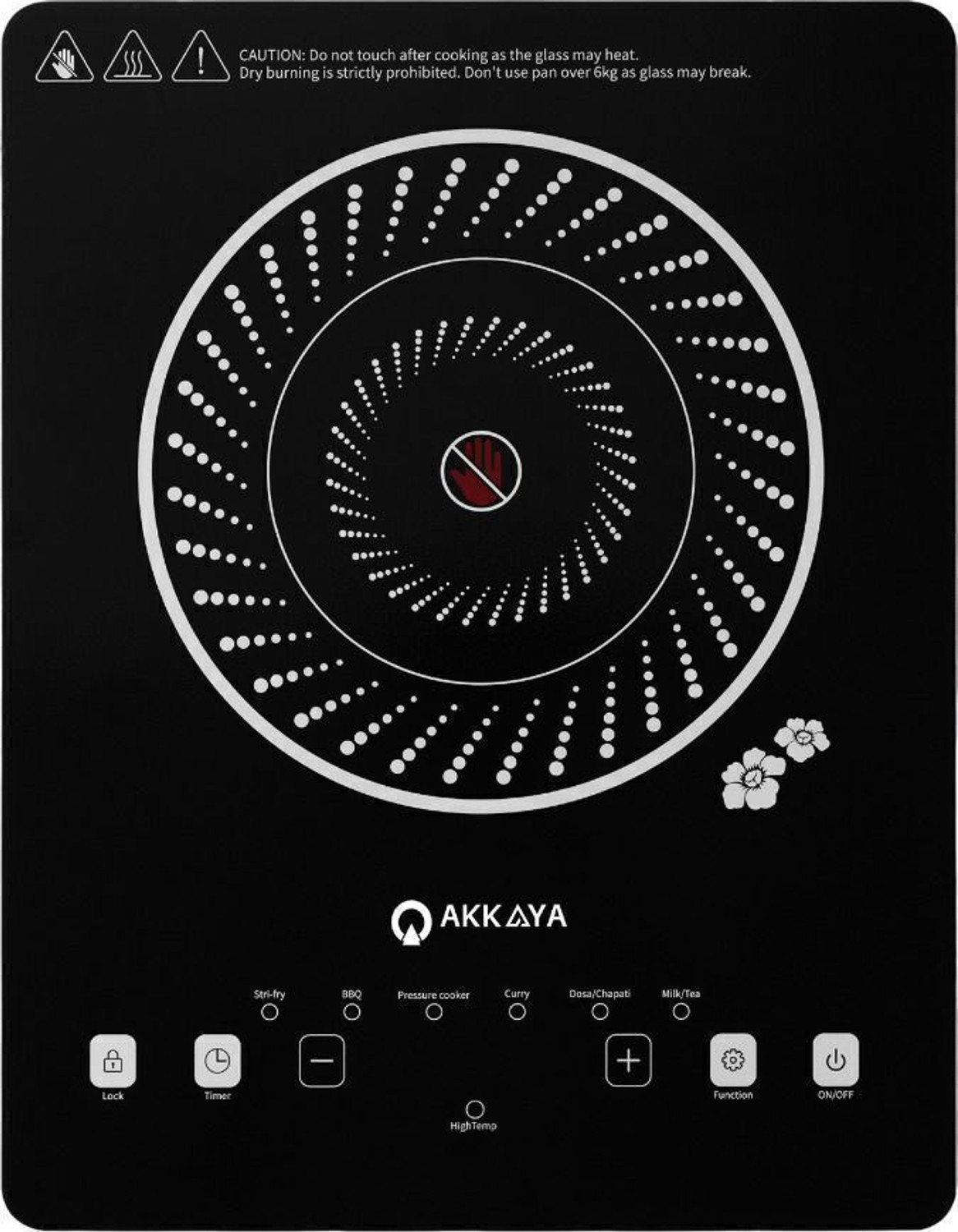 Image of AKKAYA 2200 W Infrared Cooktop Touch Panel (Black, AK-IR2200-CT)