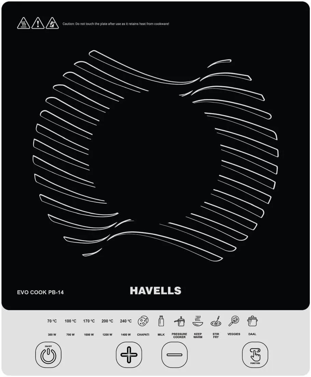 Image of HAVELLS 1800 W Induction Cooktop Push Button (Black, 1800 W Cooktop Touch Panel)