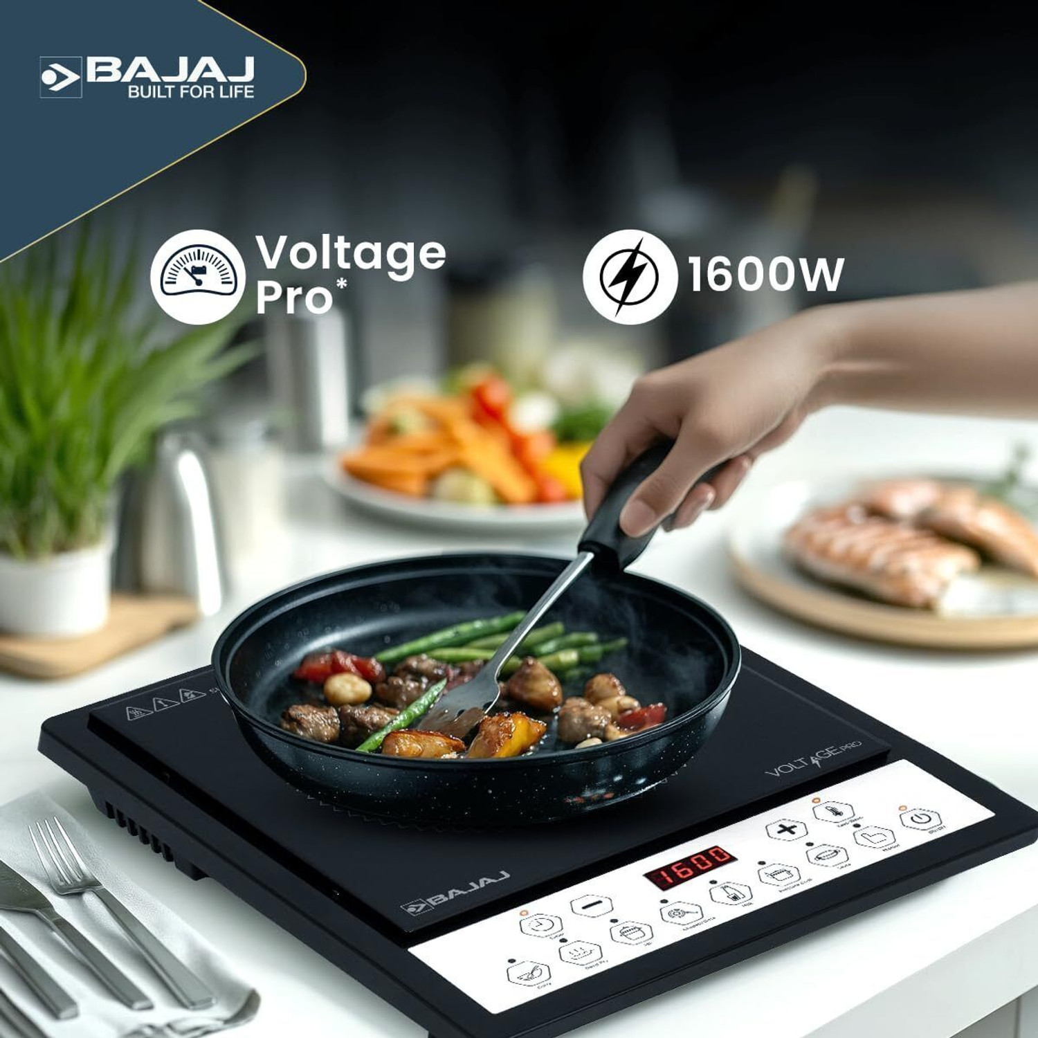 Image of BAJAJ 1600 W Induction Cooktop Push Button (Black, ICX 160TS NEO)