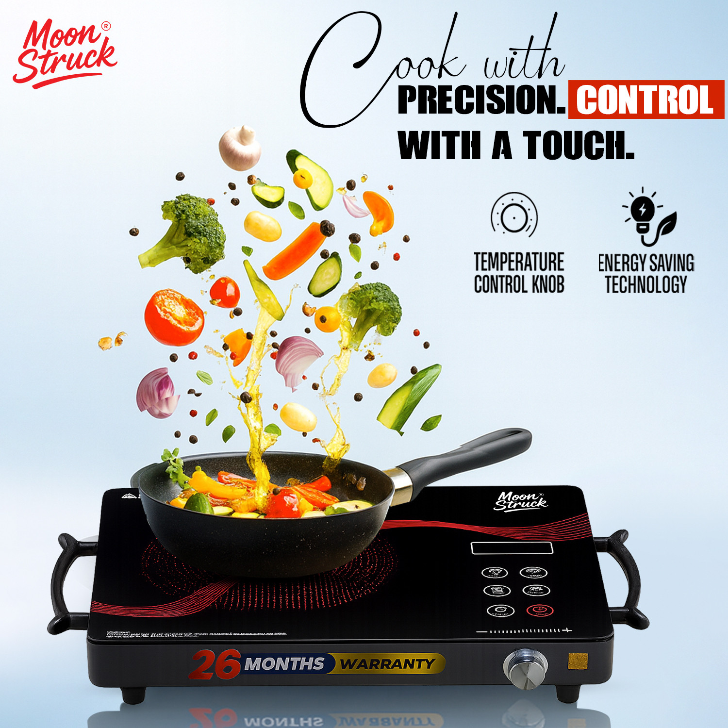 Image of Moonstruck 2500 W Induction Cooktop Touch Panel (Black, 2500 W Infrared)