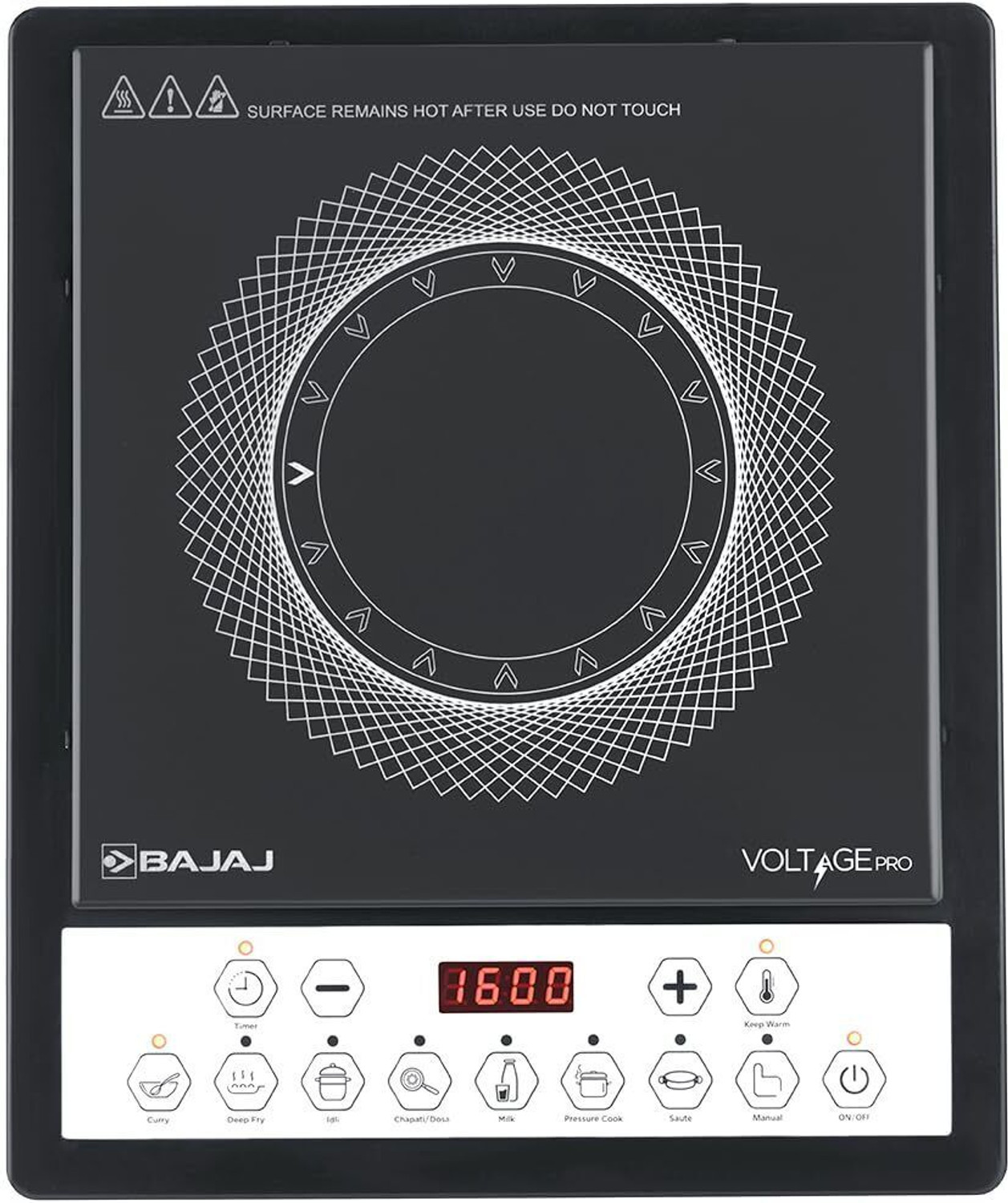 Image of BAJAJ 1600 W Induction Cooktop Push Button (Black, ICX 160TS NEO)