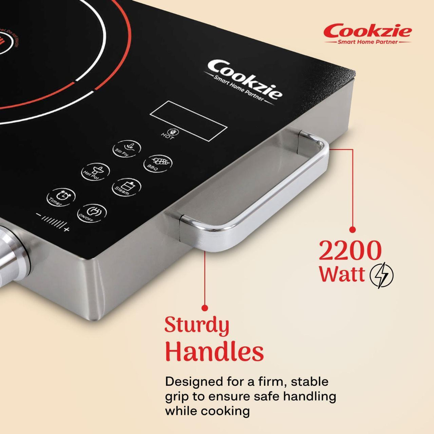 Image of Cookzie 2200 W Infrared Cooktop Touch Panel (Black, IIC-2200)
