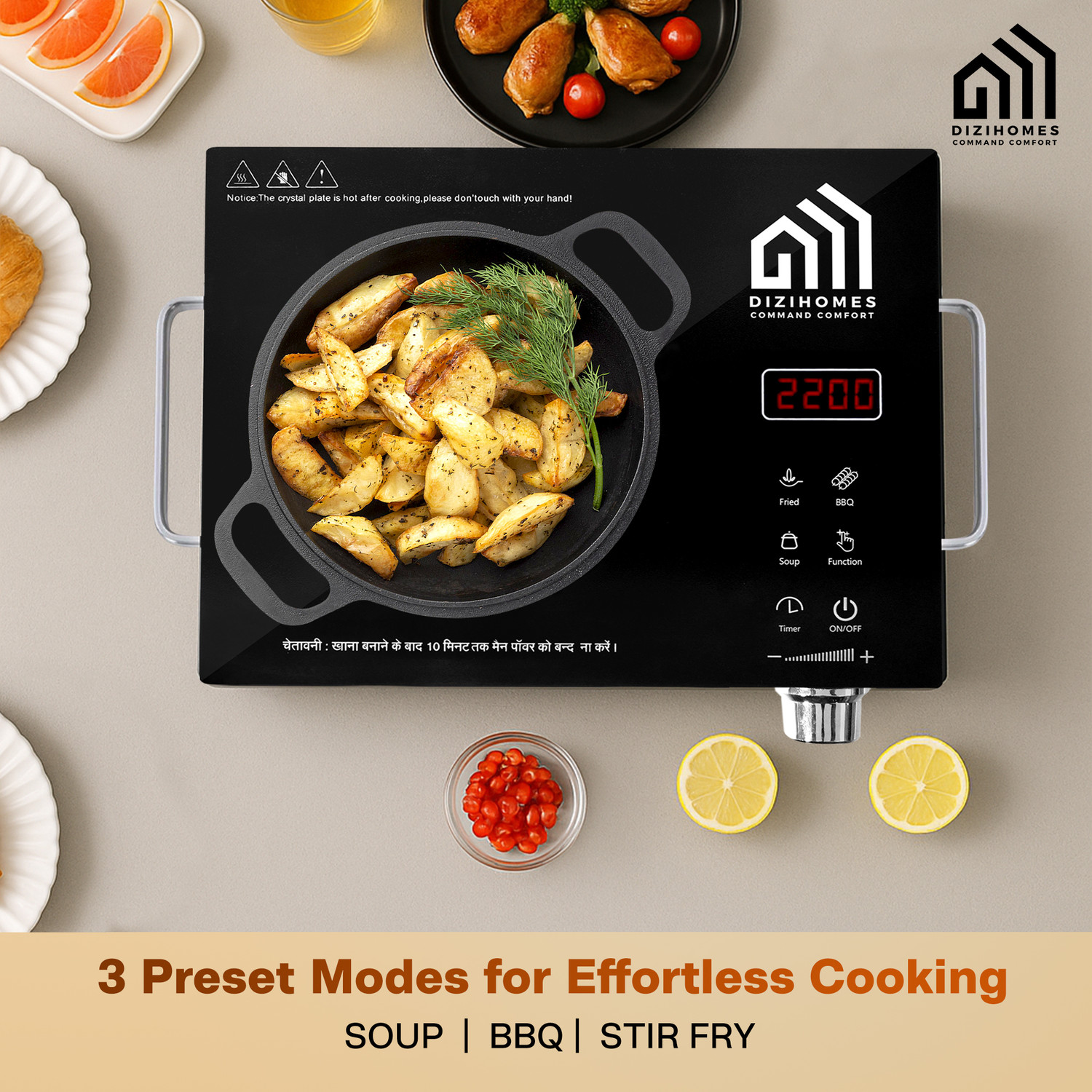 Image of Dizihomes 2200 W Radiant Cooktop Touch Panel (Black, 5F-E919-9RVD (2200W))