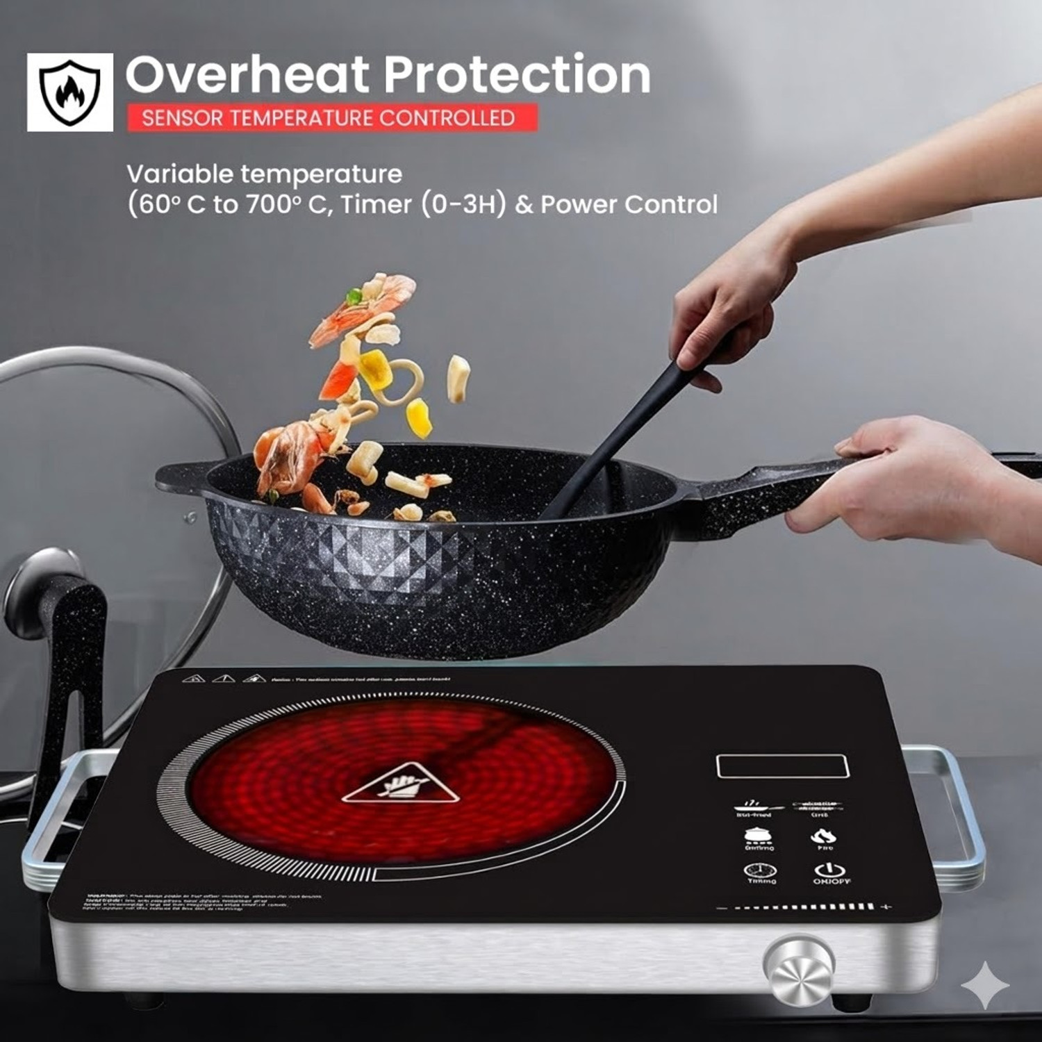 Image of Parik Enterprises 2200 W Induction Cooktop Touch Panel (Black, 2200 W Induction Cooktop Touch Panel (Black, PIRC 1.0))
