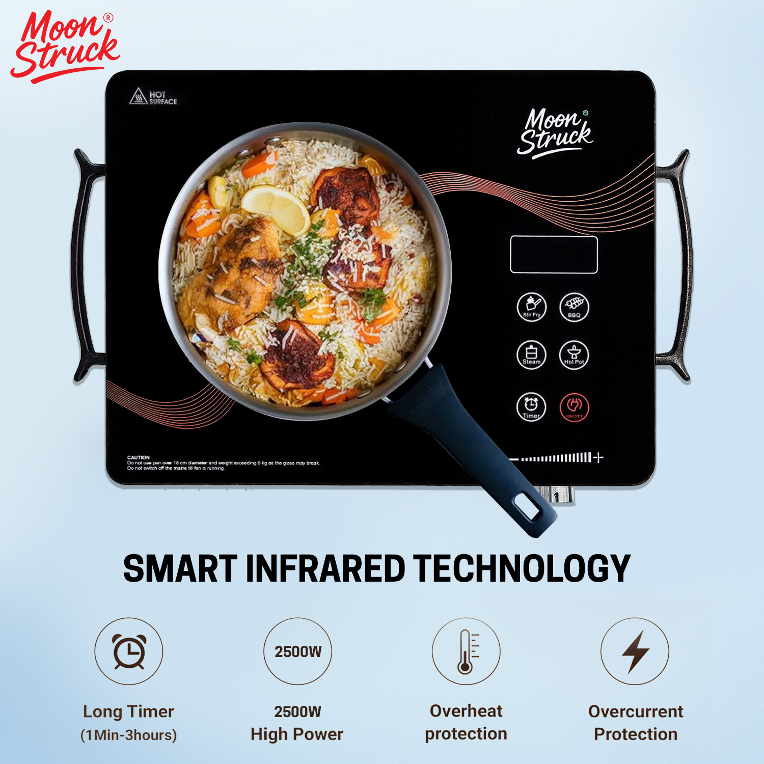 Image of Moonstruck 2500 W Induction Cooktop Touch Panel (Black, 2500 W Infrared)