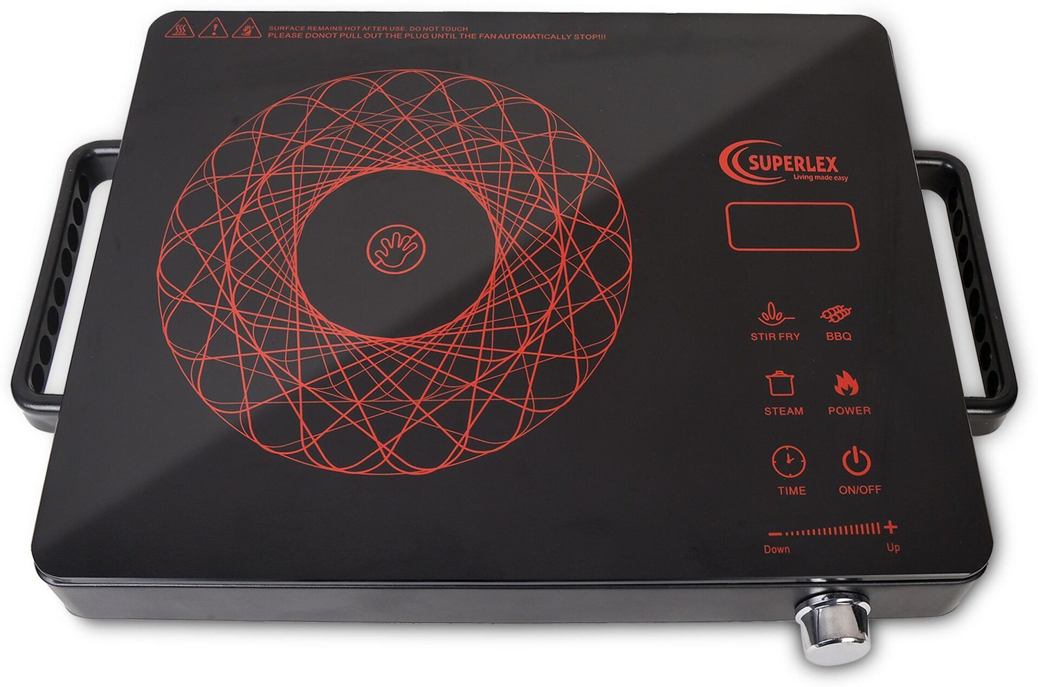 Image of SUPERLEX 2200 W Infrared Cooktop Touch Panel (Black, Infrared Cook,Grill & Polished Crystal Glass Plate, Digital Display 3 Modes)