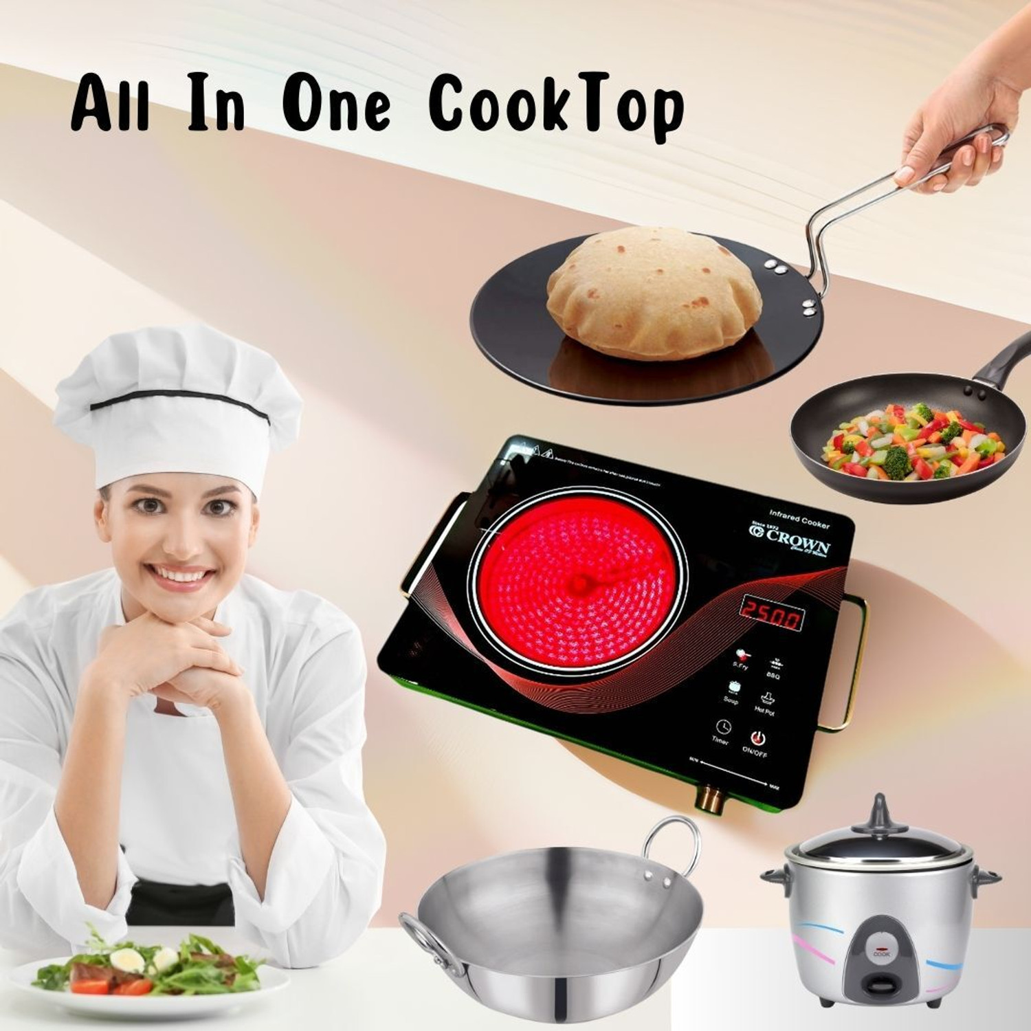 Image of Jajpura Ji 2400 W Infrared Cooktop Touch Panel (Black, White, Red, 01)