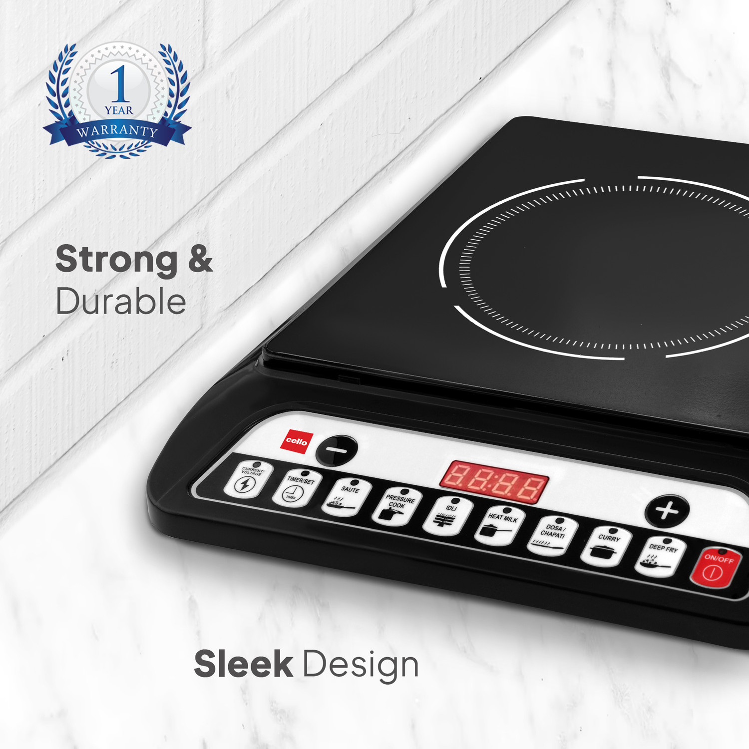 Image of Cello 2000 W Induction Cooktop Push Button (Black, Trion Induction Stove)