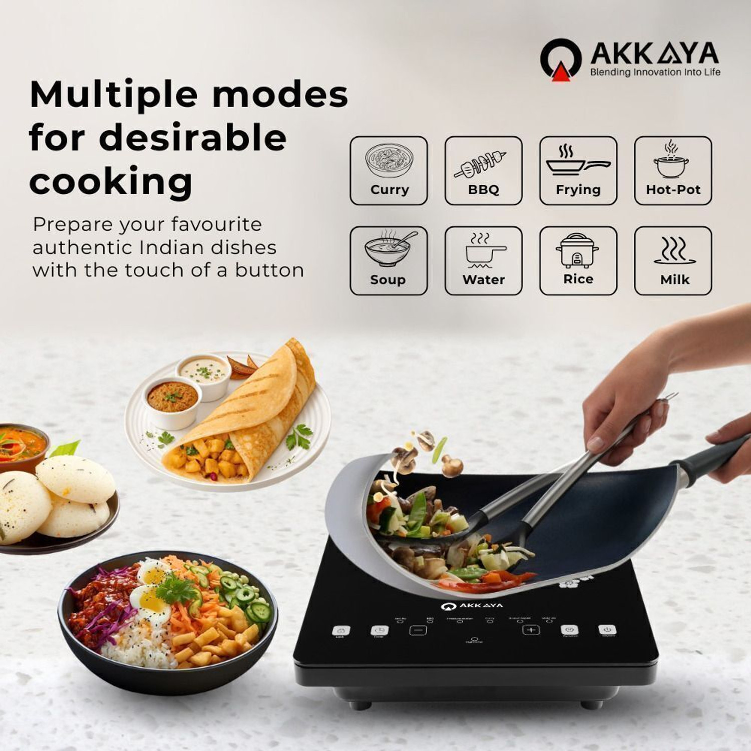 Image of AKKAYA 2200 W Infrared Cooktop Touch Panel (Black, AK-IR2200-CT)