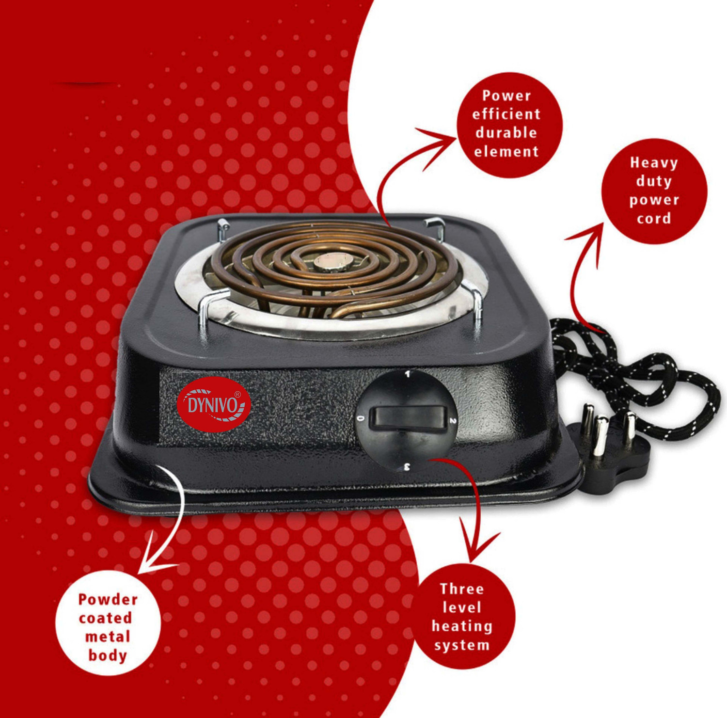 Image of Radhe 2000 W Radiant Cooktop Jog Dial (Black, Hot Plate Induction Cooktop 2000 Watts Sealed ISI Marked)