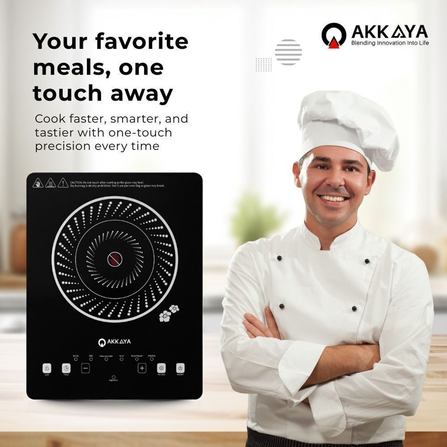 Image of AKKAYA 2200 W Infrared Cooktop Touch Panel (Black, AK-IR2200-CT)