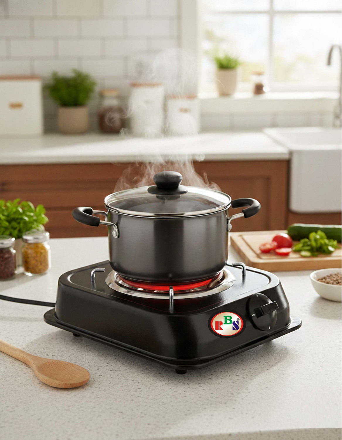 Image of Radhe 2000 W Radiant Cooktop Jog Dial (Black, Hot Plate Induction Cooktop 2000 Watts Sealed ISI Marked)