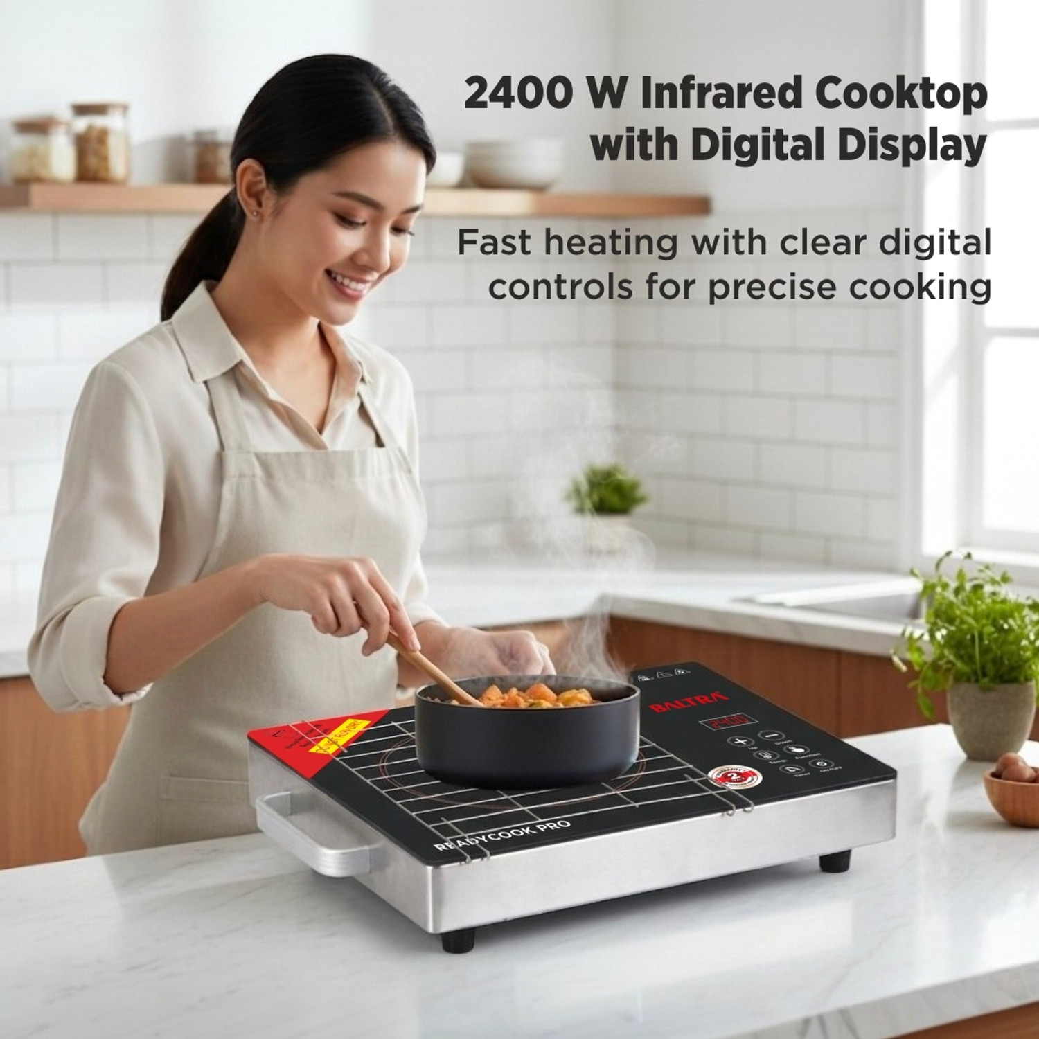 Image of Baltra 2400 W Infrared Cooktop Touch Panel (Black, BIC-169)