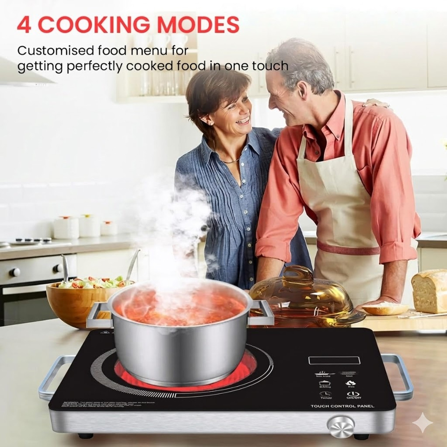 Image of Parik Enterprises 2200 W Induction Cooktop Touch Panel (Black, 2200 W Induction Cooktop Touch Panel (Black, PIRC 1.0))