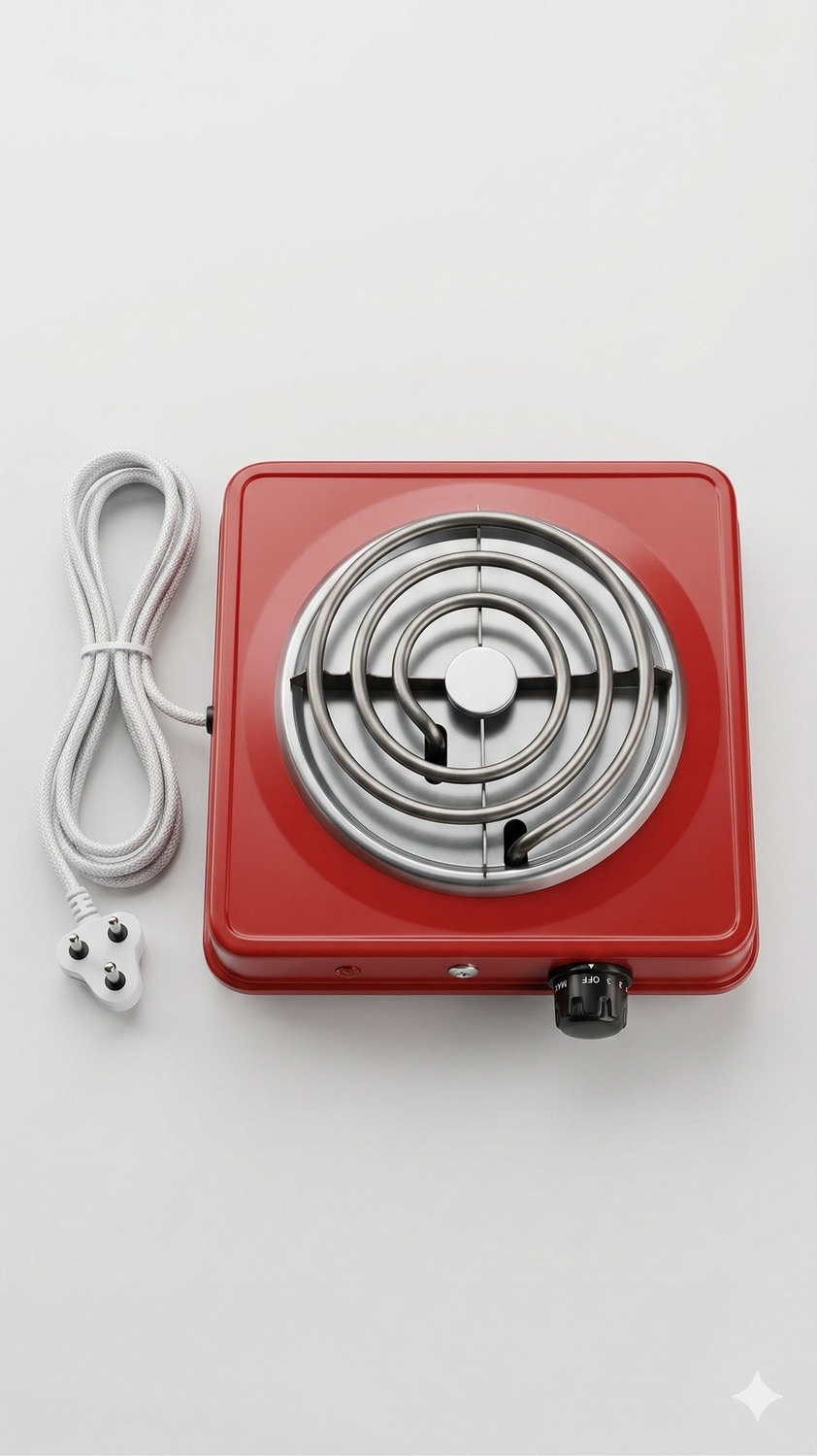 Image of CookJoy 1000 W Induction Cooktop Jog Dial (Red, 1000W Electric Coil Stove, Hotplate,)