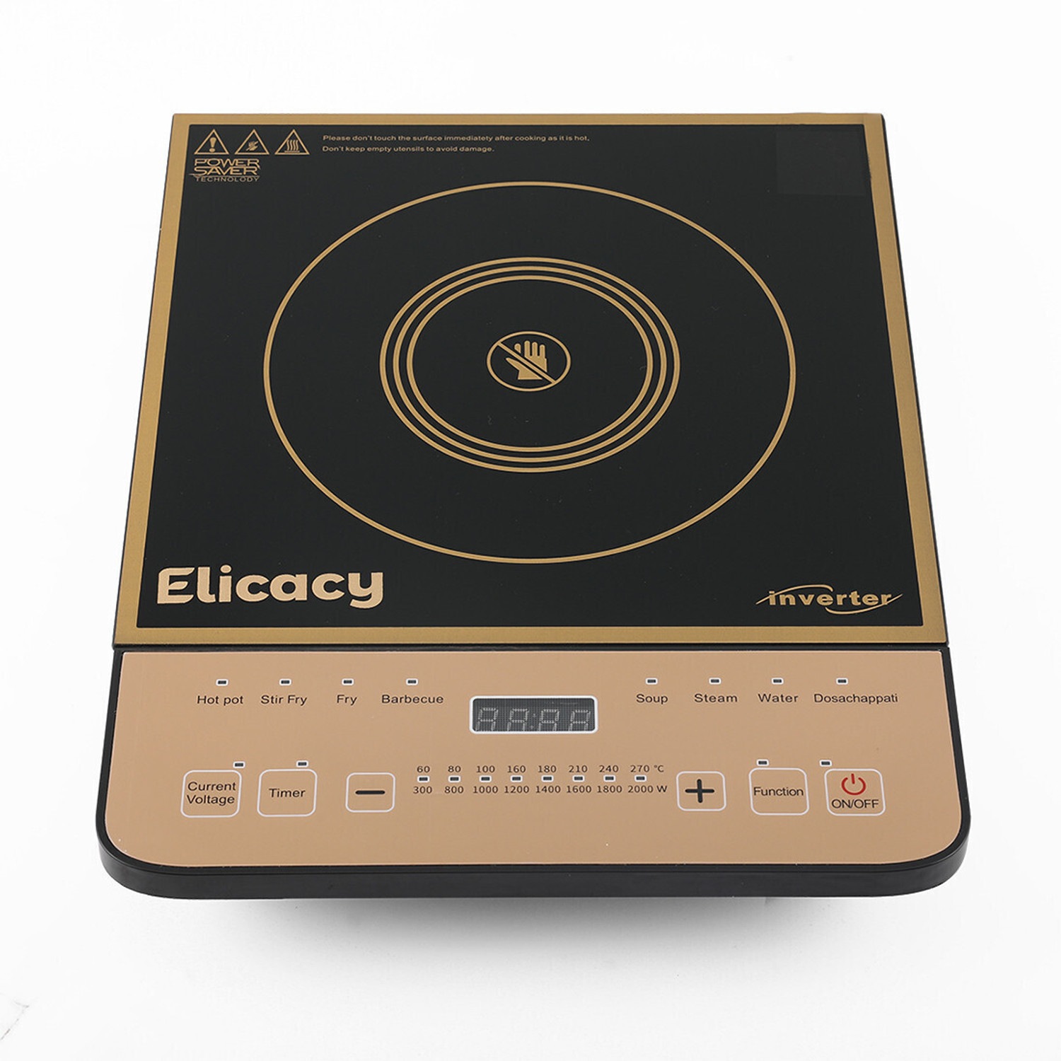 Image of Elicacy 2000 W Induction Cooktop Touch Panel (Black, Induction Cooktop Crystal Glass Touch Panel LED Display,)