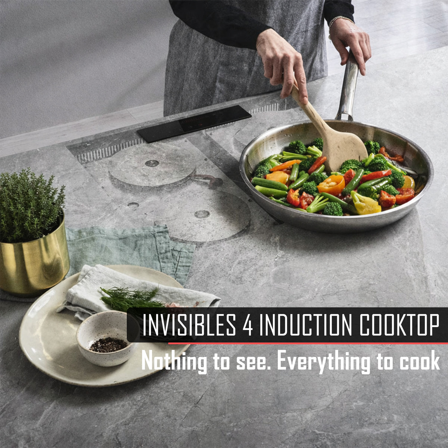 Image of invisible world 2000 W Infrared Cooktop Touch Panel (Silver, Invisible Induction Cooktop | Under Counter Built-In Induction Stove |)