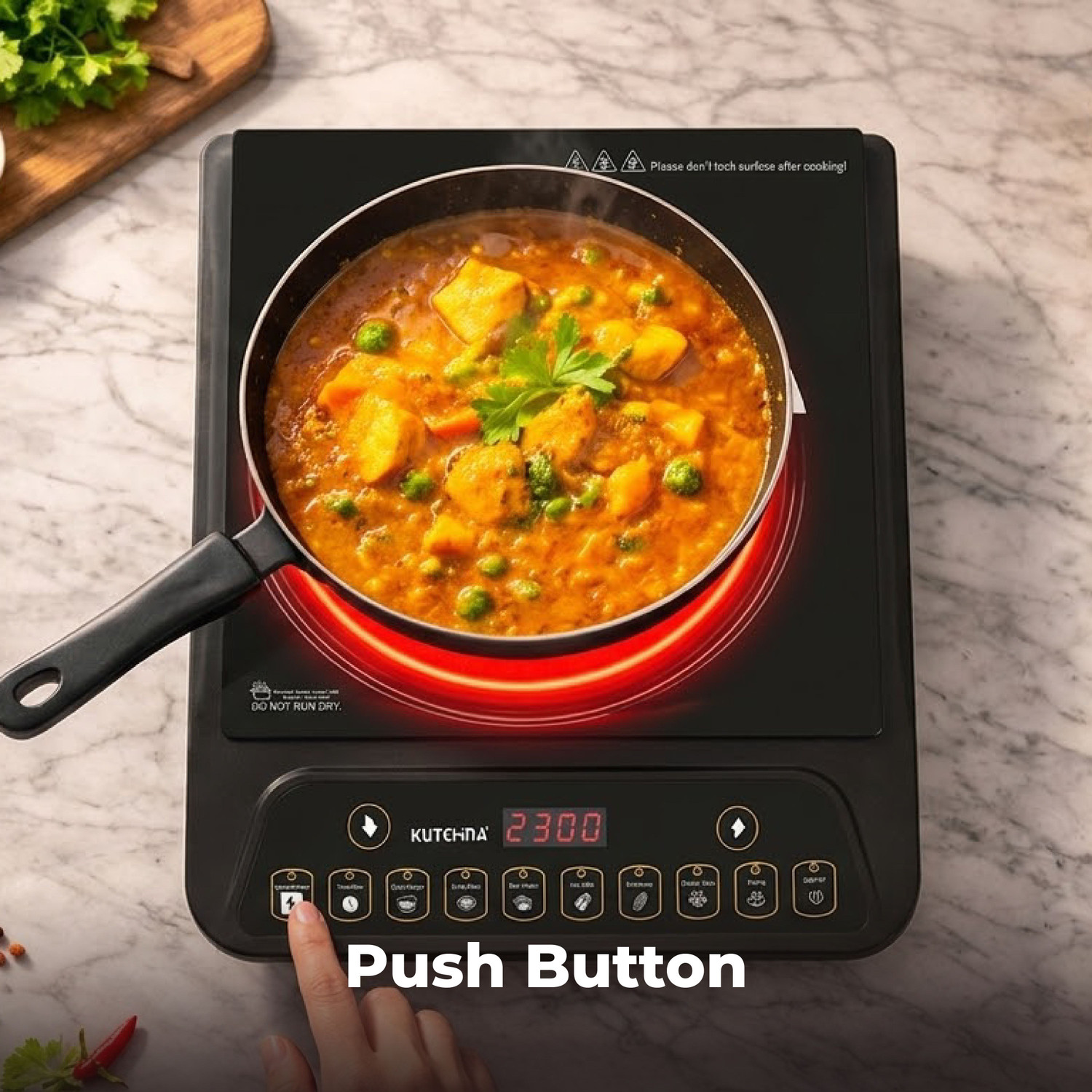 Image of Kutchina 2000 W Infrared Cooktop Push Button (Black, BOLT EXCEL)