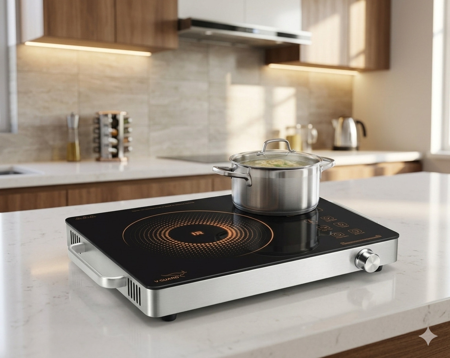 Image of V-Guard 2000 W Infrared Cooktop Touch Panel, Jog Dial (Black, VIRC 05)
