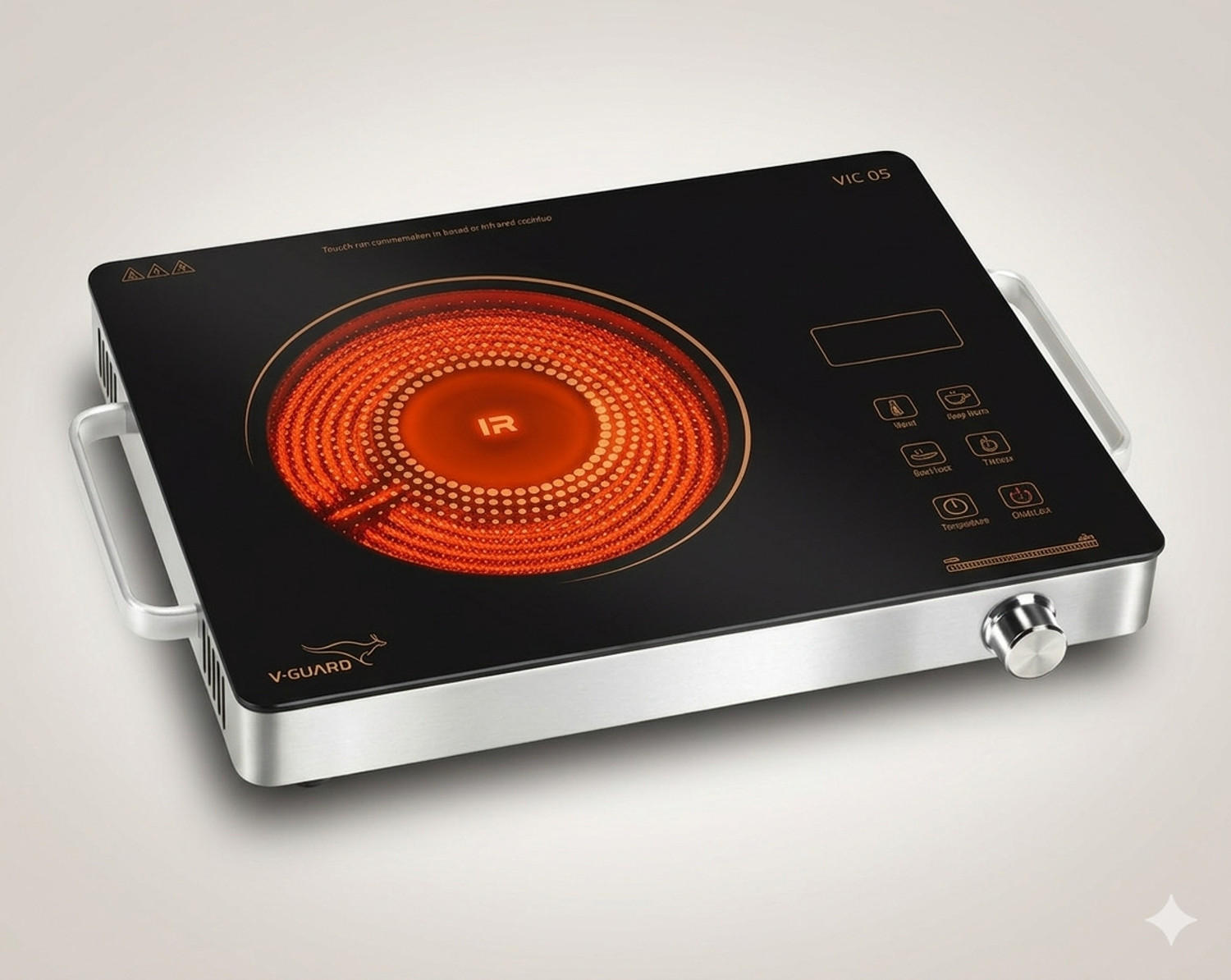 Image of V-Guard 2000 W Infrared Cooktop Touch Panel, Jog Dial (Black, VIRC 05)