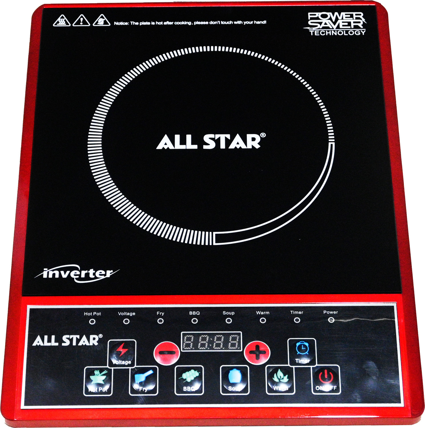 Image of All Star 1500 W Induction Cooktop Touch Panel (Red, STARA207)