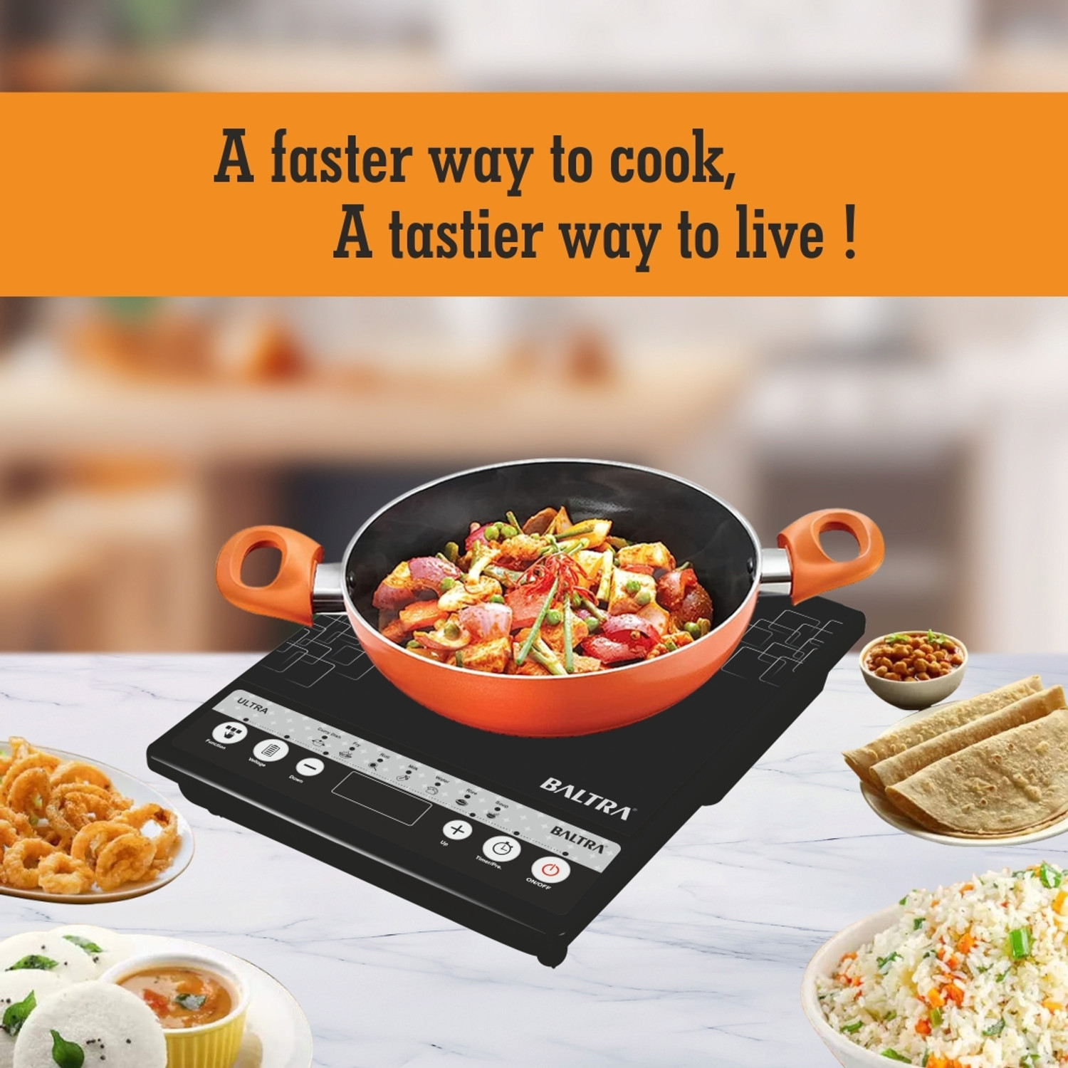Image of Baltra 1400 W Induction Cooktop Push Button (Black, BIC-146)