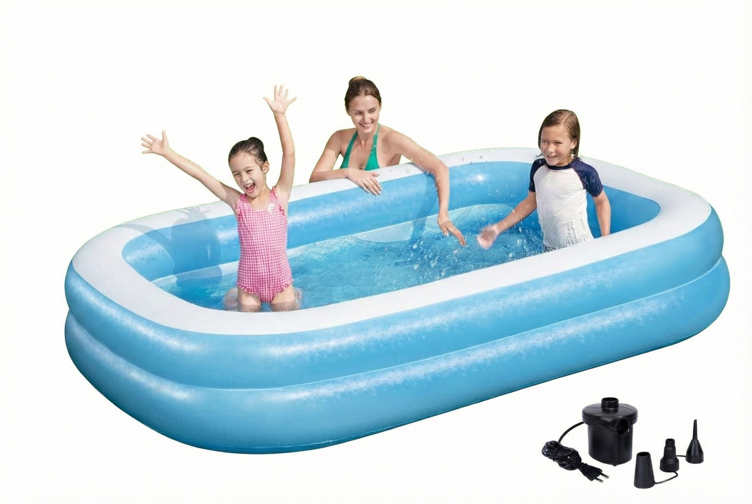 Image of EDENGLOW 8.5 FT. Bath tub for Baby Inflatable Rectangular Pool with Air Pump Family Pool Inflatable Swimming Pool (Blue)