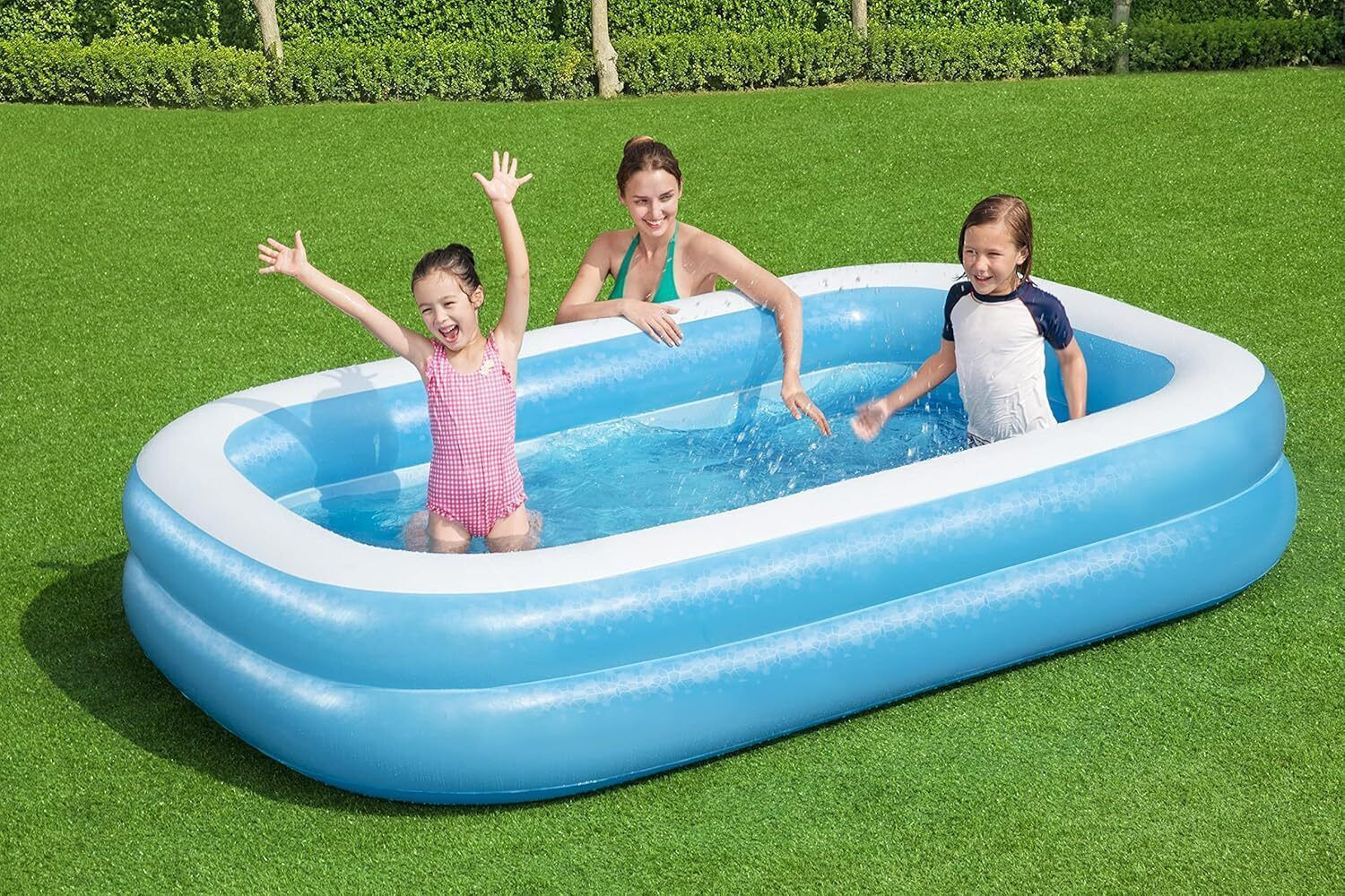 Image of EDENGLOW 8.5 FT. Bath tub for Baby Inflatable Rectangular Pool with Air Pump Family Pool Inflatable Swimming Pool (Blue)