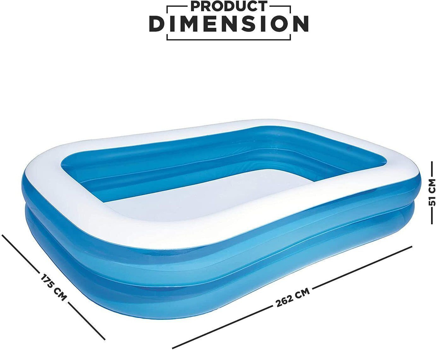 Image of EDENGLOW 8.5 FT. Bath tub for Baby Inflatable Rectangular Pool with Air Pump Family Pool Inflatable Swimming Pool (Blue)