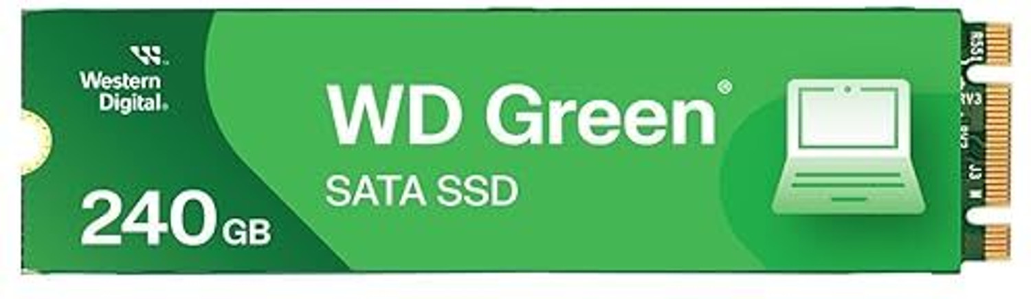 Image of WD SATA M.2 240 GB Laptop, Desktop Green M.2 Internal Solid State Drive (SSD) (WDS240G3G0B) (Interface: M.2, Form Factor: M.2)