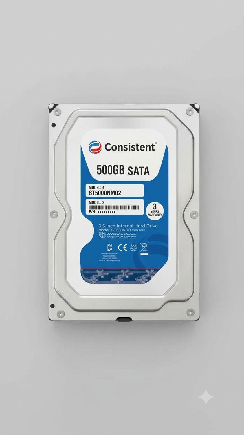 Consistentt Premium 500 GB Desktop Silver SATA Internal Hard Disk Drive (HDD) (CT3500SC)