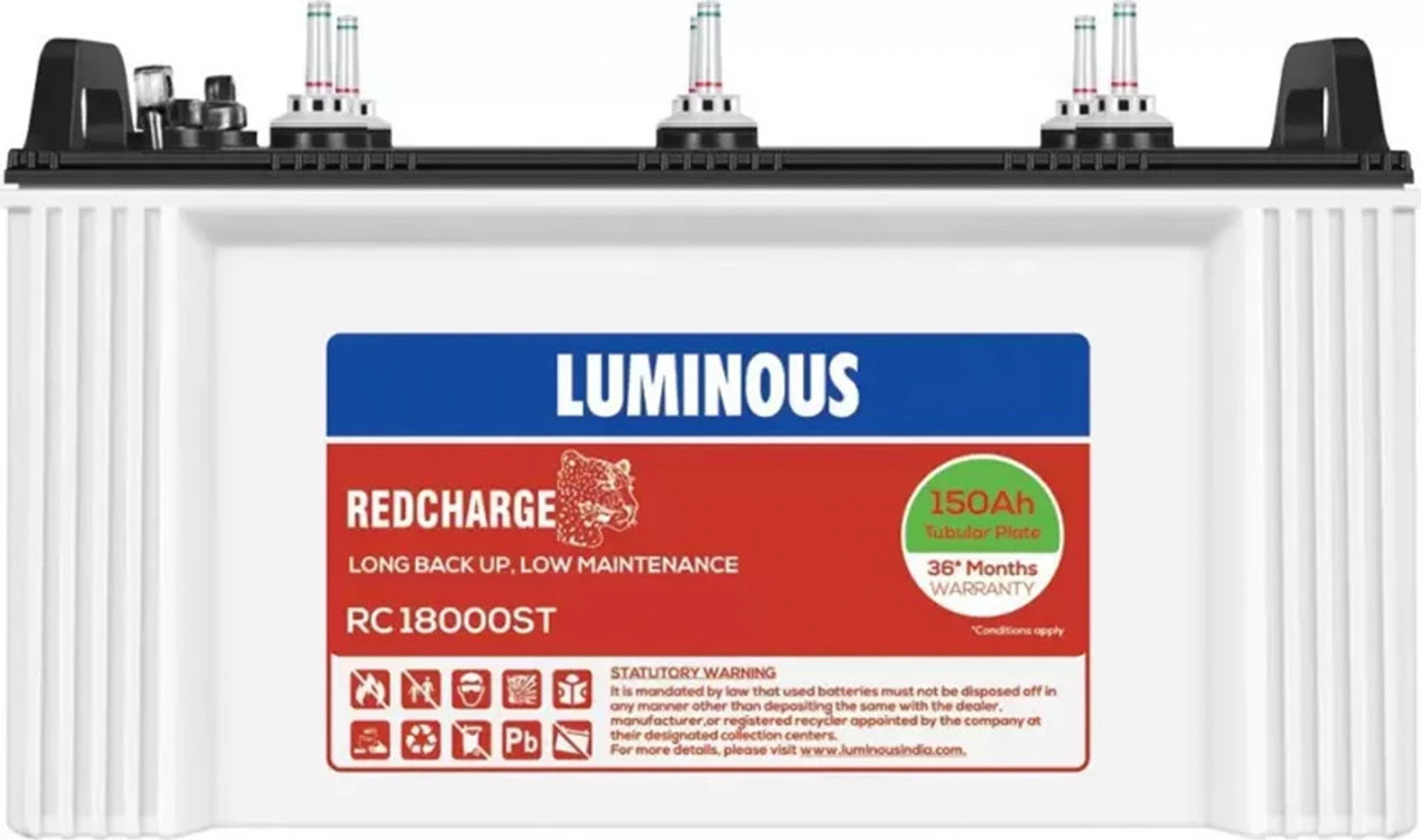 Image of EXIDE 36 Months Warranty Tubular Inverter Battery (150 Ah, ISTT1500)