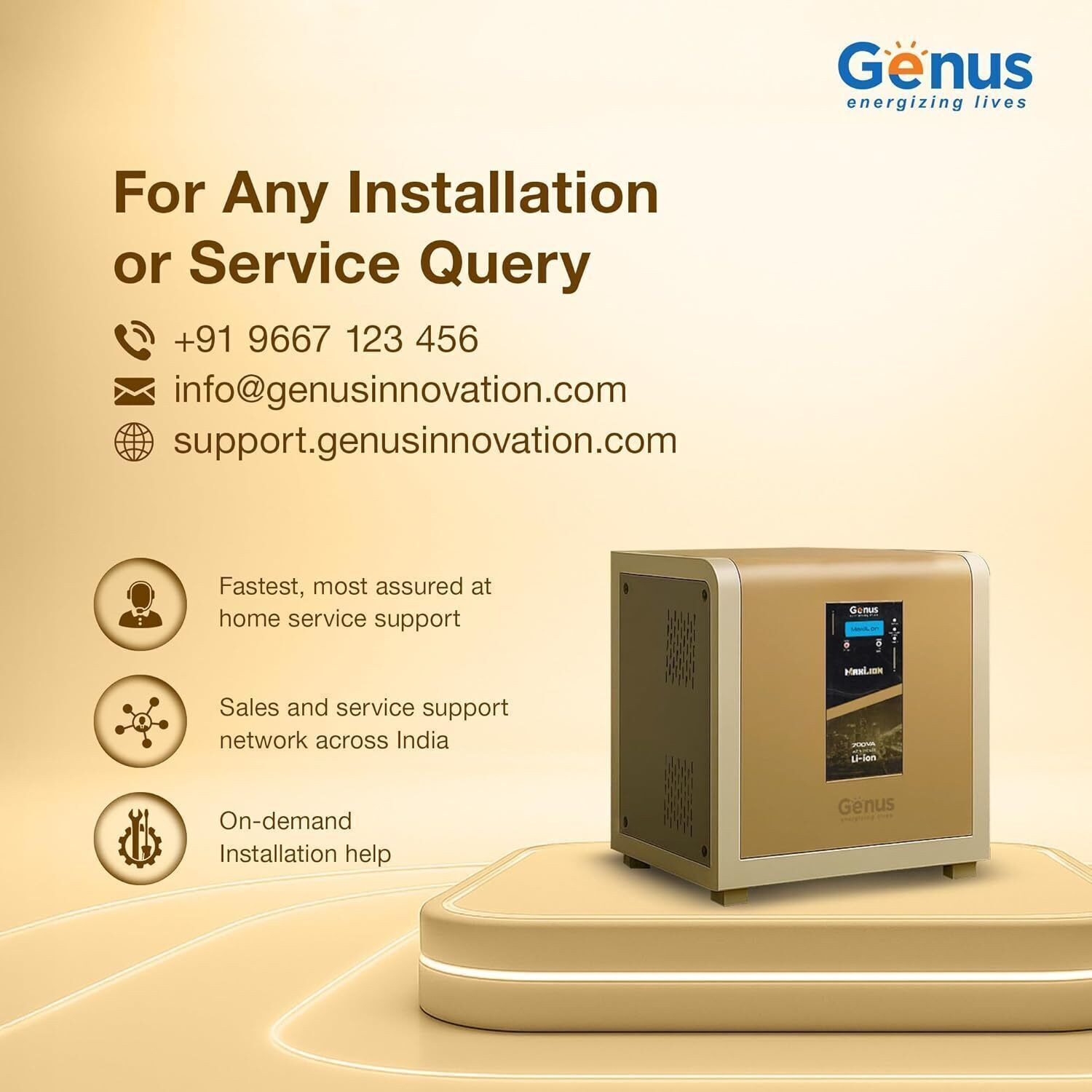 Image of Genus 60 Months Warranty Sealed Inverter Battery (50 Ah, Maxilion 700 With 640Wh Lithium-Ion Battery)