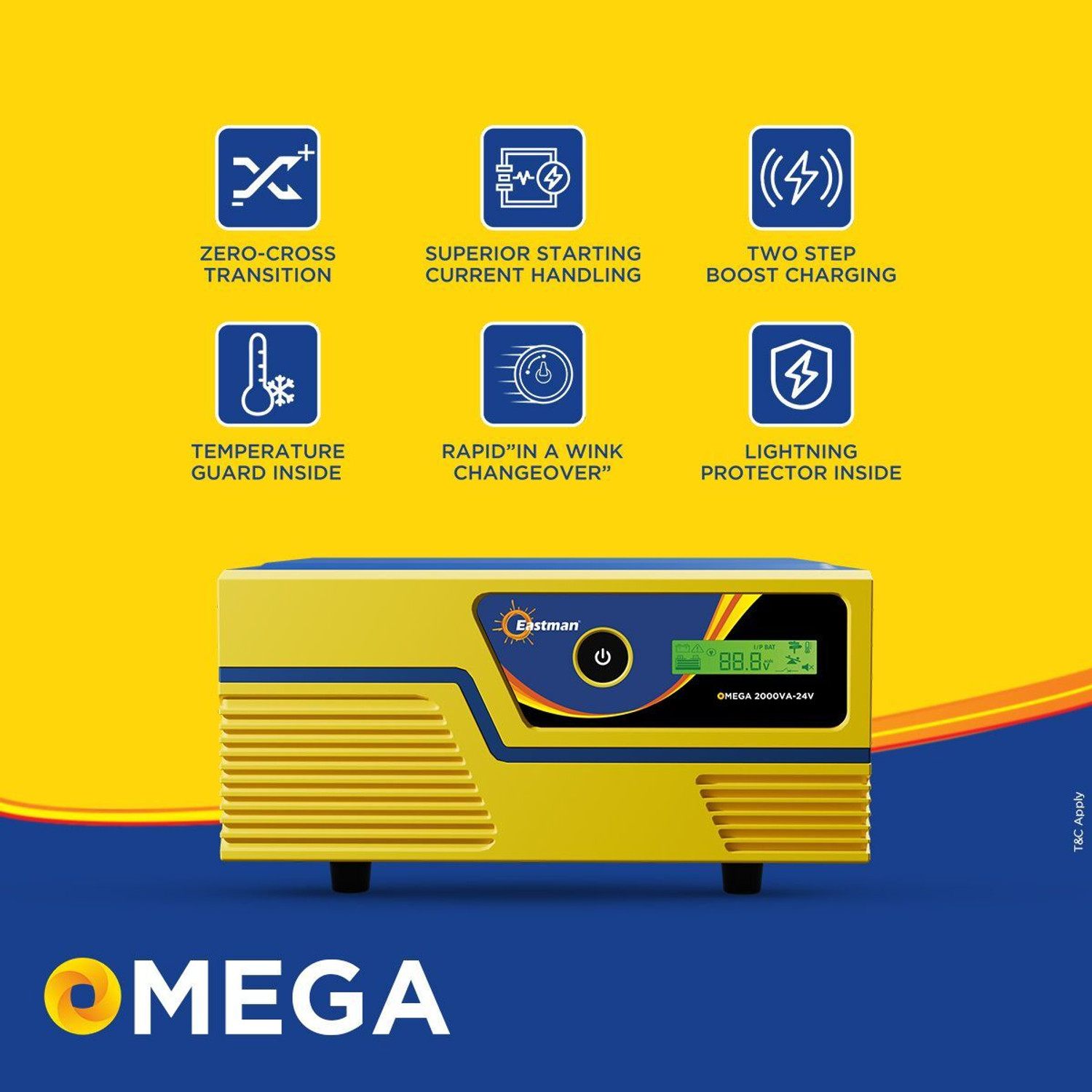 Image of EASTMAN Omega 2000VA-24V Omega 2000VA-24V with 36 Months Warranty Pure Sine Wave Inverter (2000 VA)