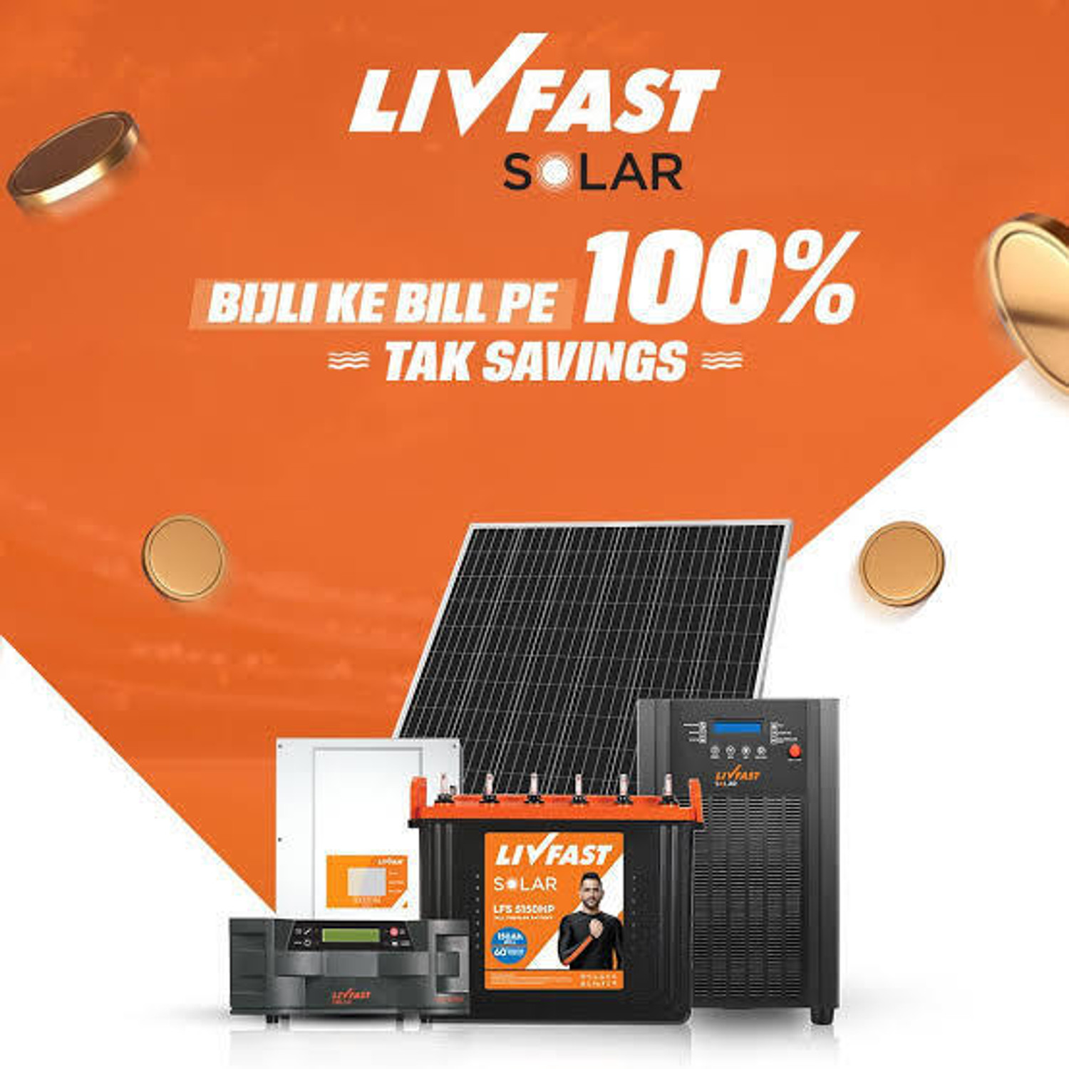 Image of Livfast Solar Inverter LFS SO2250 with 36 Months Warranty Solar Compatible Pure Sine Wave Inverter (500 VA)
