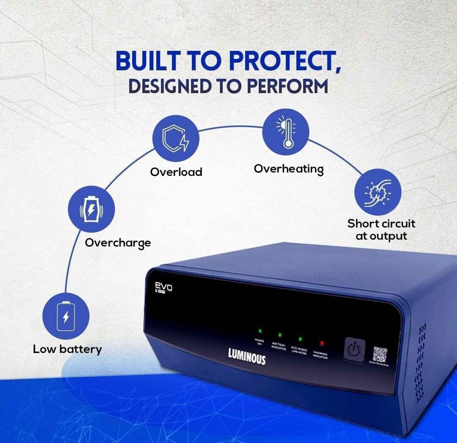 Image of LUMINOUS EVO D 1650 /24V Inverter Best for Home and Office EVO D 1650 /24V with 36 Months Warranty Square Wave Inverter (1500 VA)