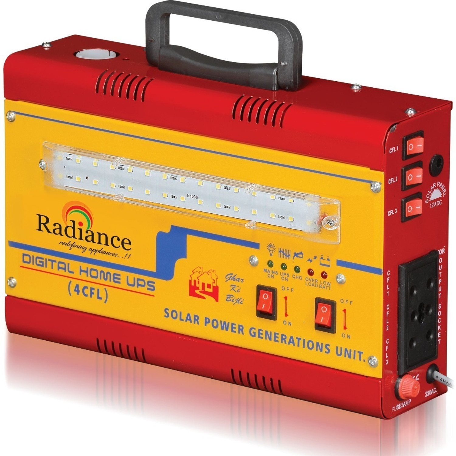 Radiance EXIDE BATTERY INVERTER RD-300A CFL UPS WITH 12V 7.2AH BATTERY Solar Compatible Square Wave Inverter