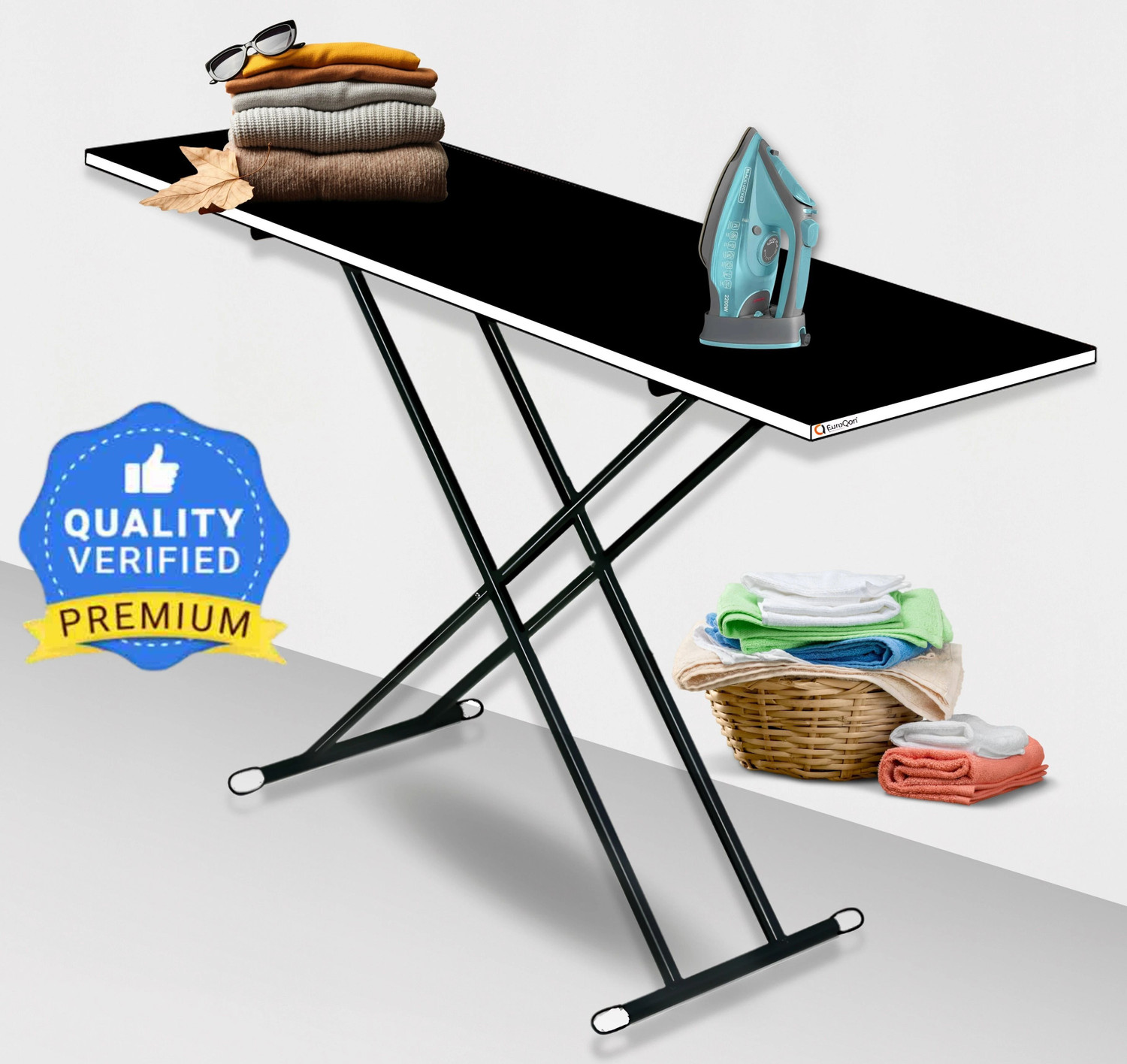 Image of EuroQon Smart Foldable with Dual Height Adjustment Options Ironing Board