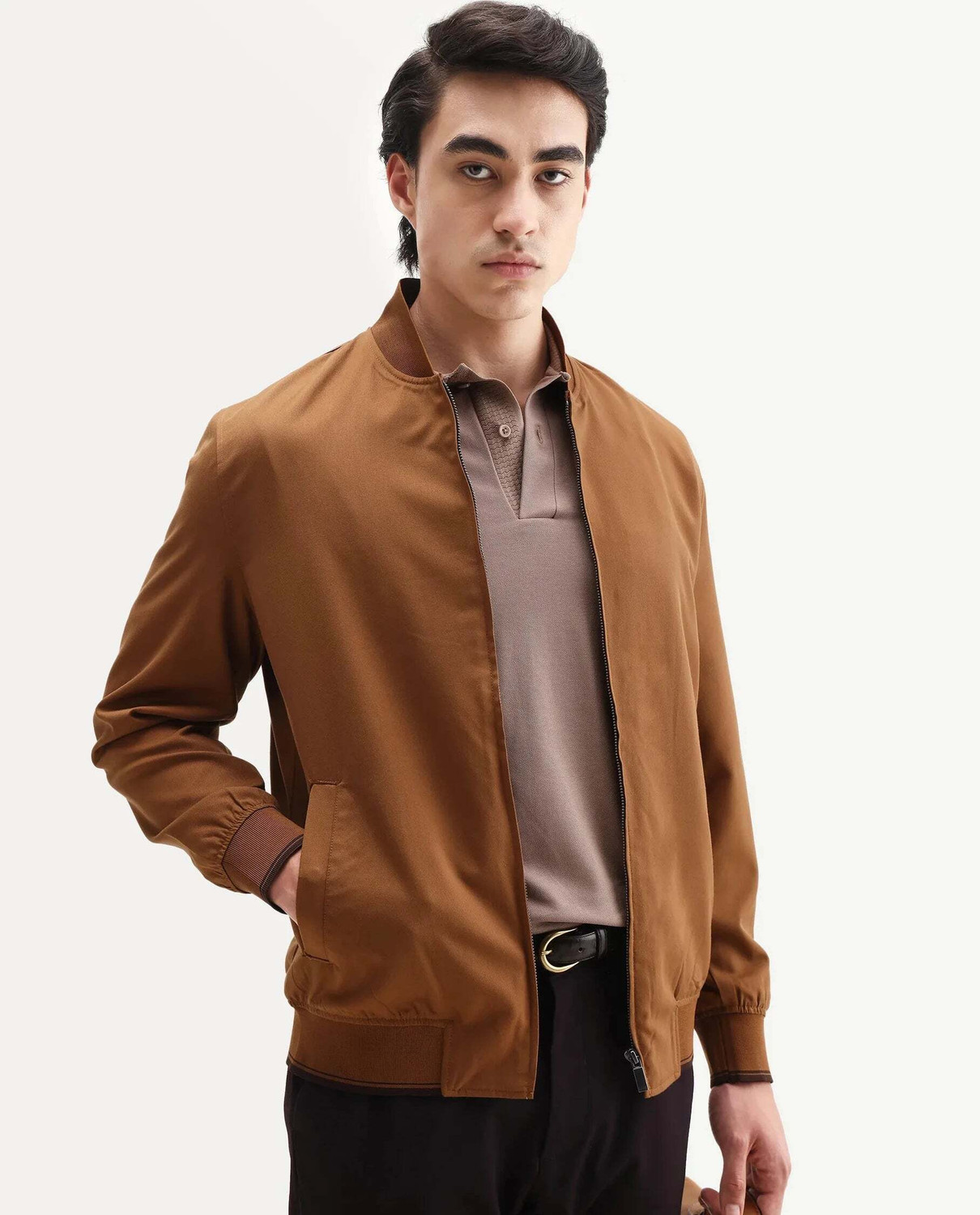 Image of RARE RABBIT Men Solid Bomber Jacket